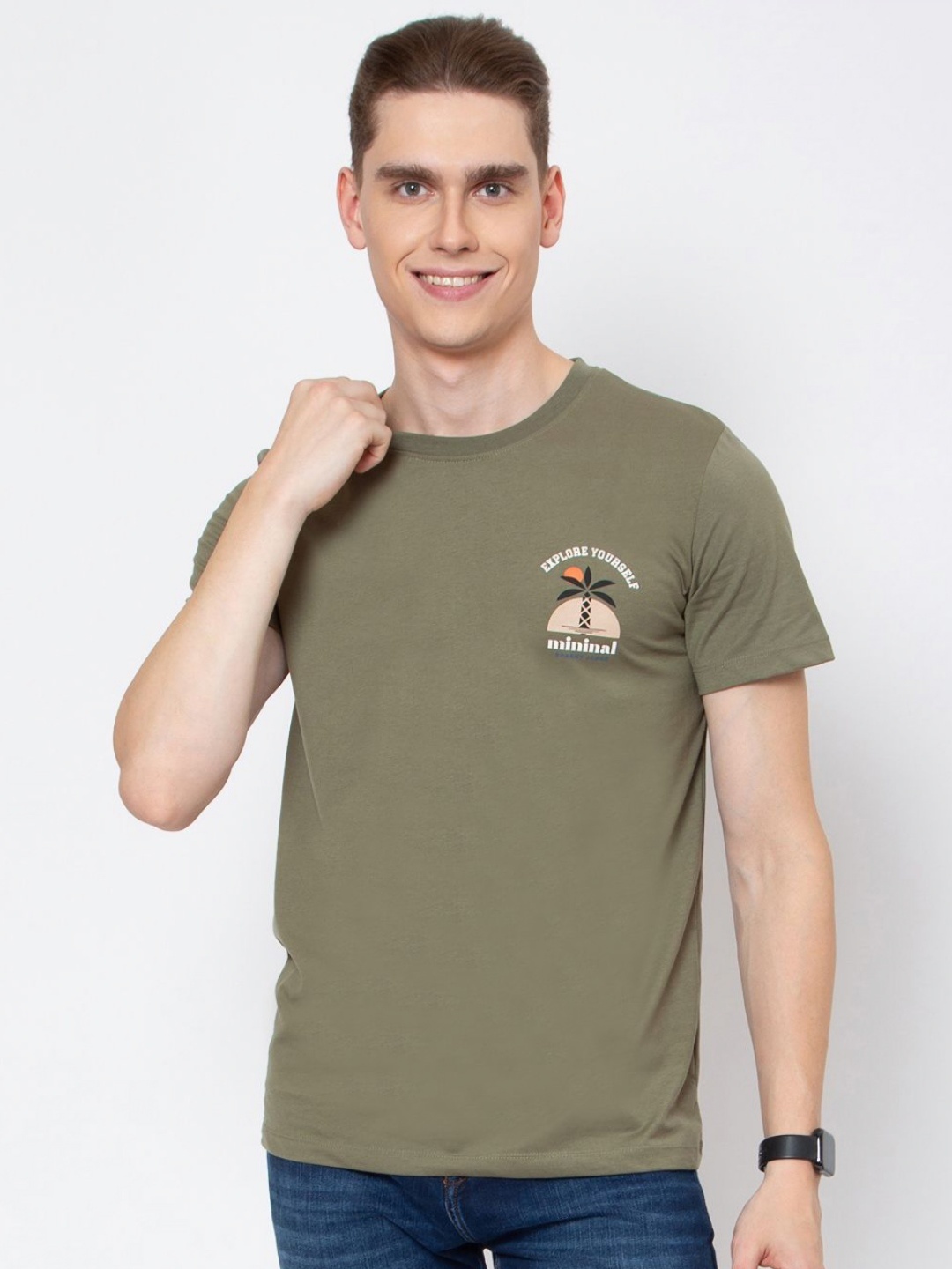 

Sparky Men Typography Applique T-shirt, Green