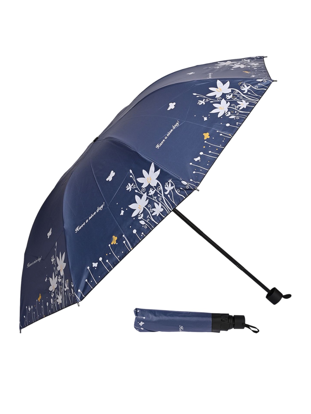 

LOOM LEGACY Manual 3 Fold Floral Umbrellas, Blue