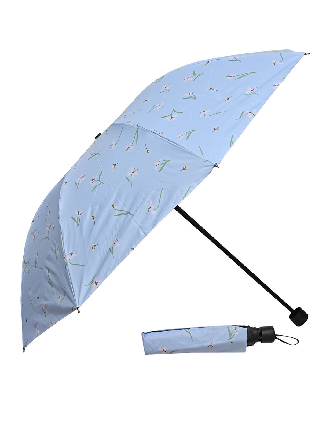 

LOOM LEGACY Manual 3 Fold Floral Umbrellas, Turquoise blue