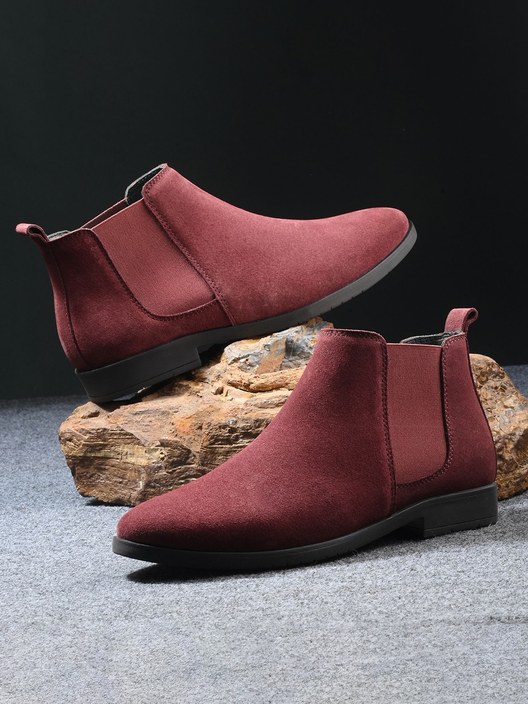 

DESIDERIO Men Leather Flatforms, Maroon