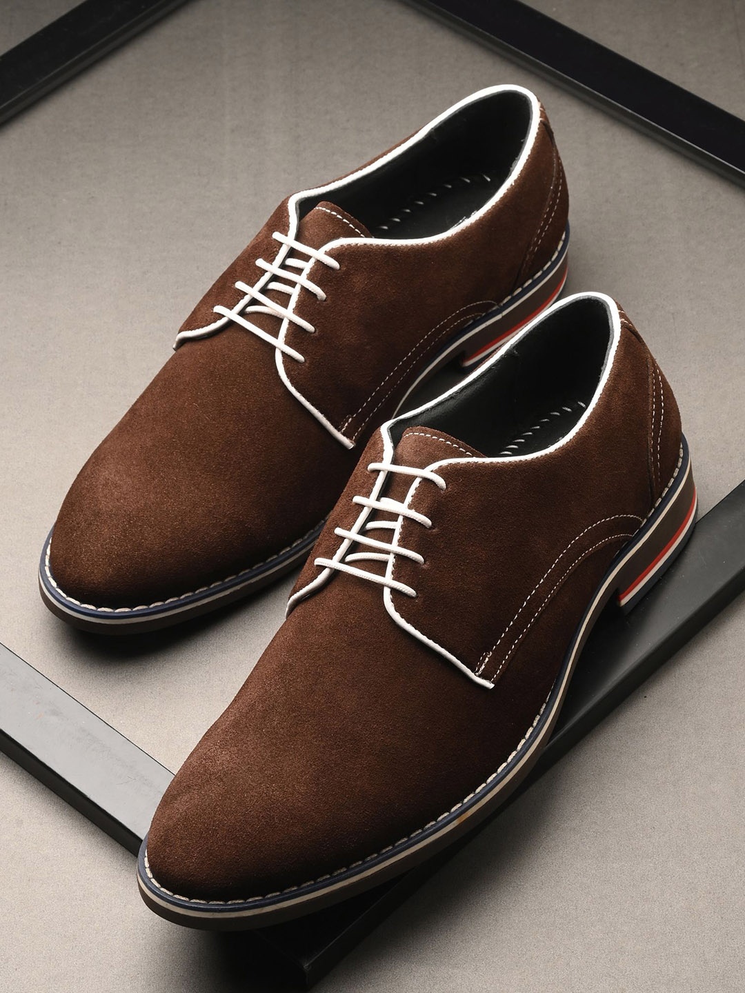 

DESIDERIO Men Leather Flatforms, Brown