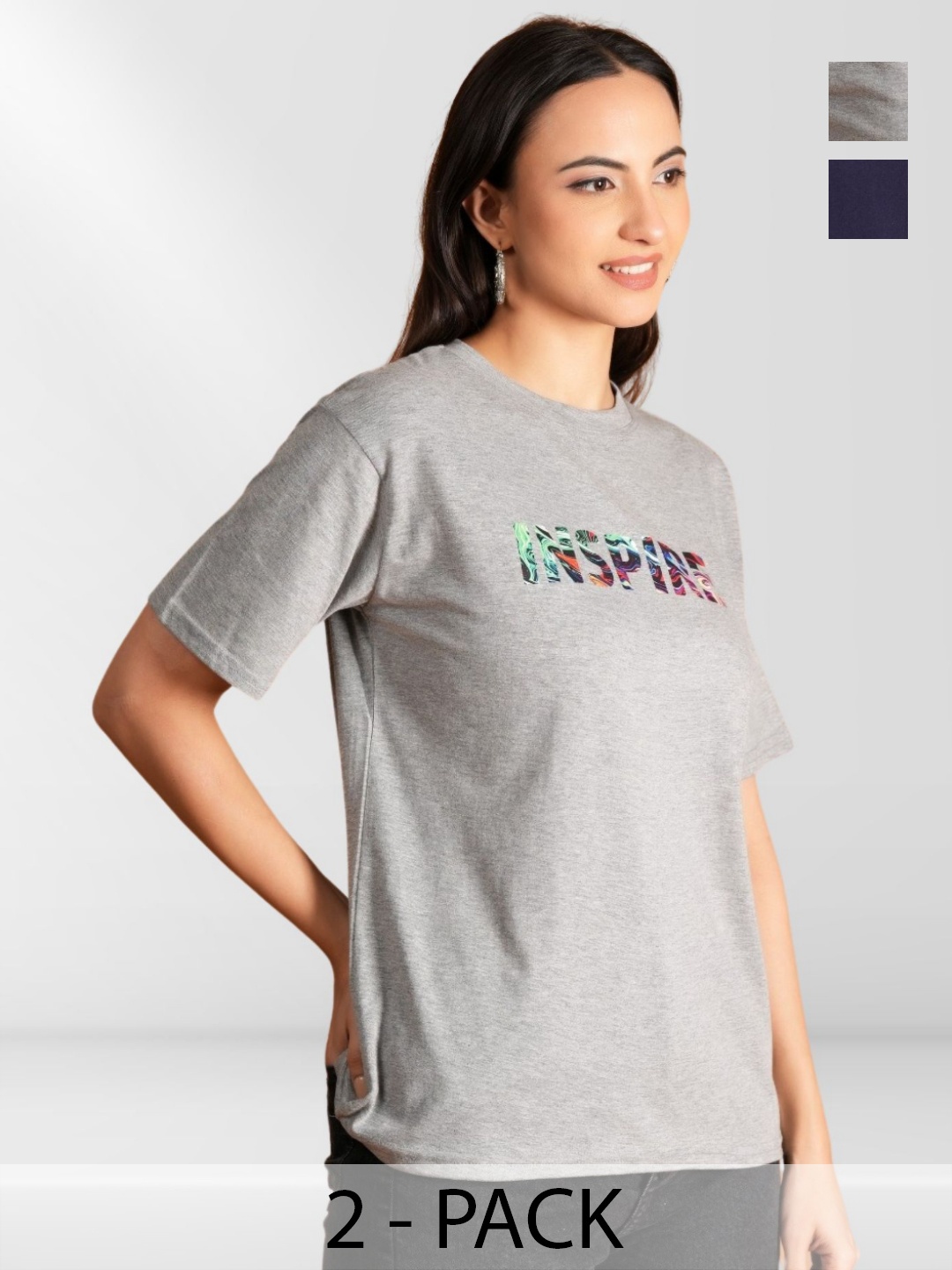 

BAESD Women Typography 2 Printed Extended Sleeves Applique T-shirt, Multi