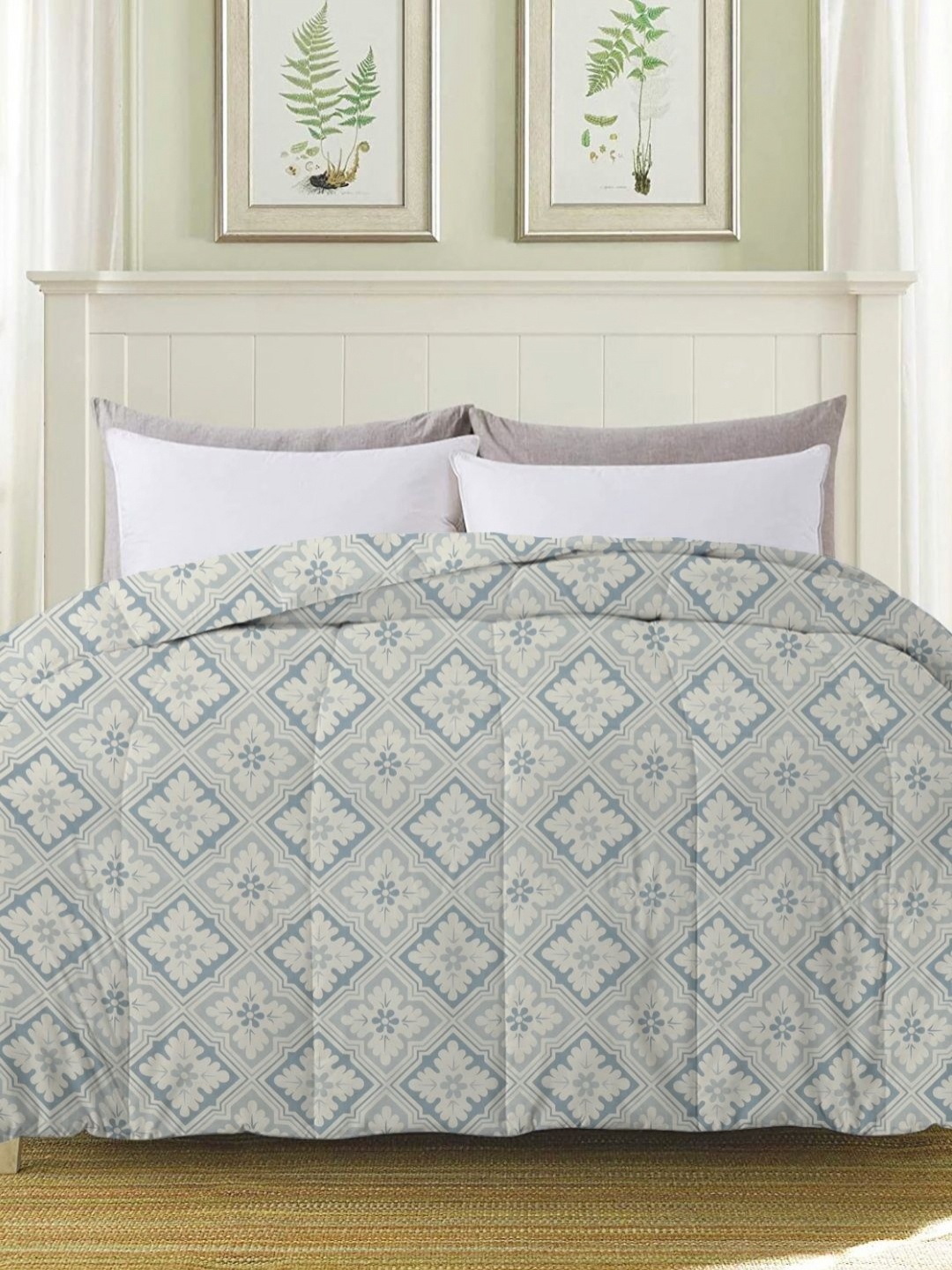 

bsb home Grey Floral Microfiber Mild Winter 210 GSM Single Bed Comforter