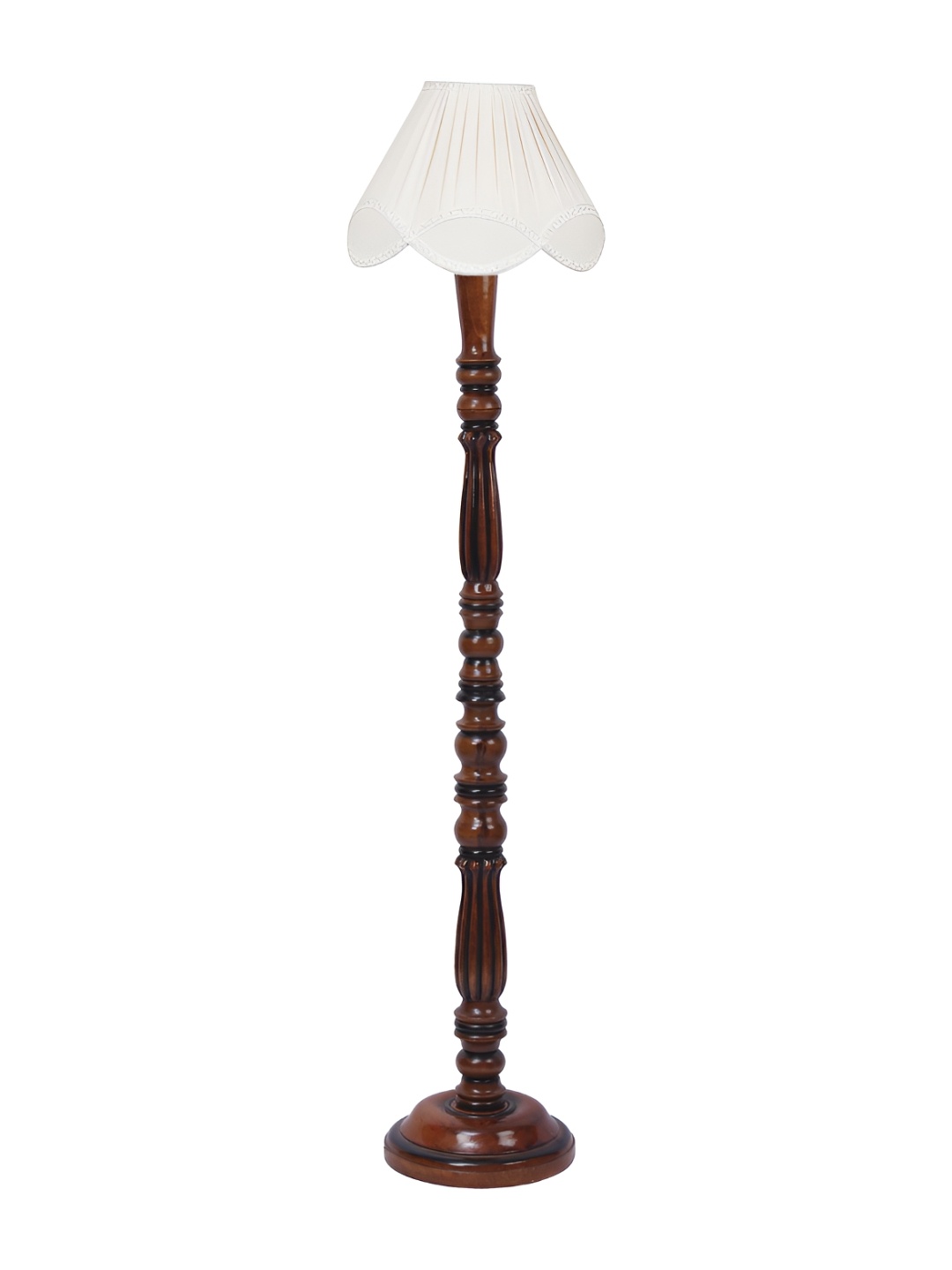 

Devansh Brown & Off White Wooden Floor Lamp With Shade