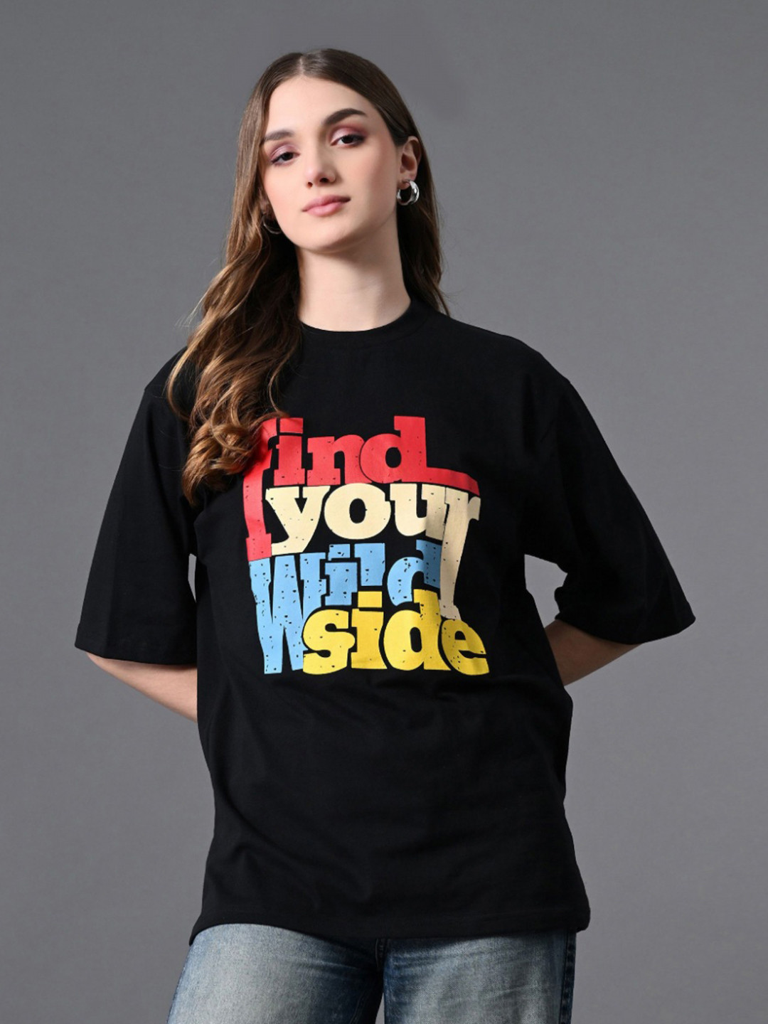 

CORSICA Women Typography Printed T-shirt, Black