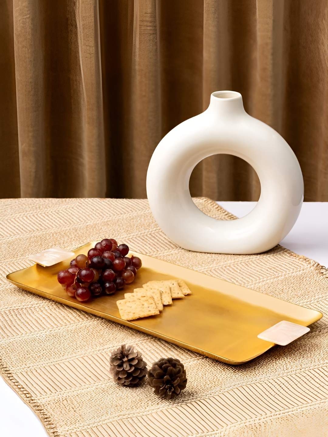 

The Pitara Project Gold-Toned 2024 Metal 1 Pieces Easy to Clean Food Platter