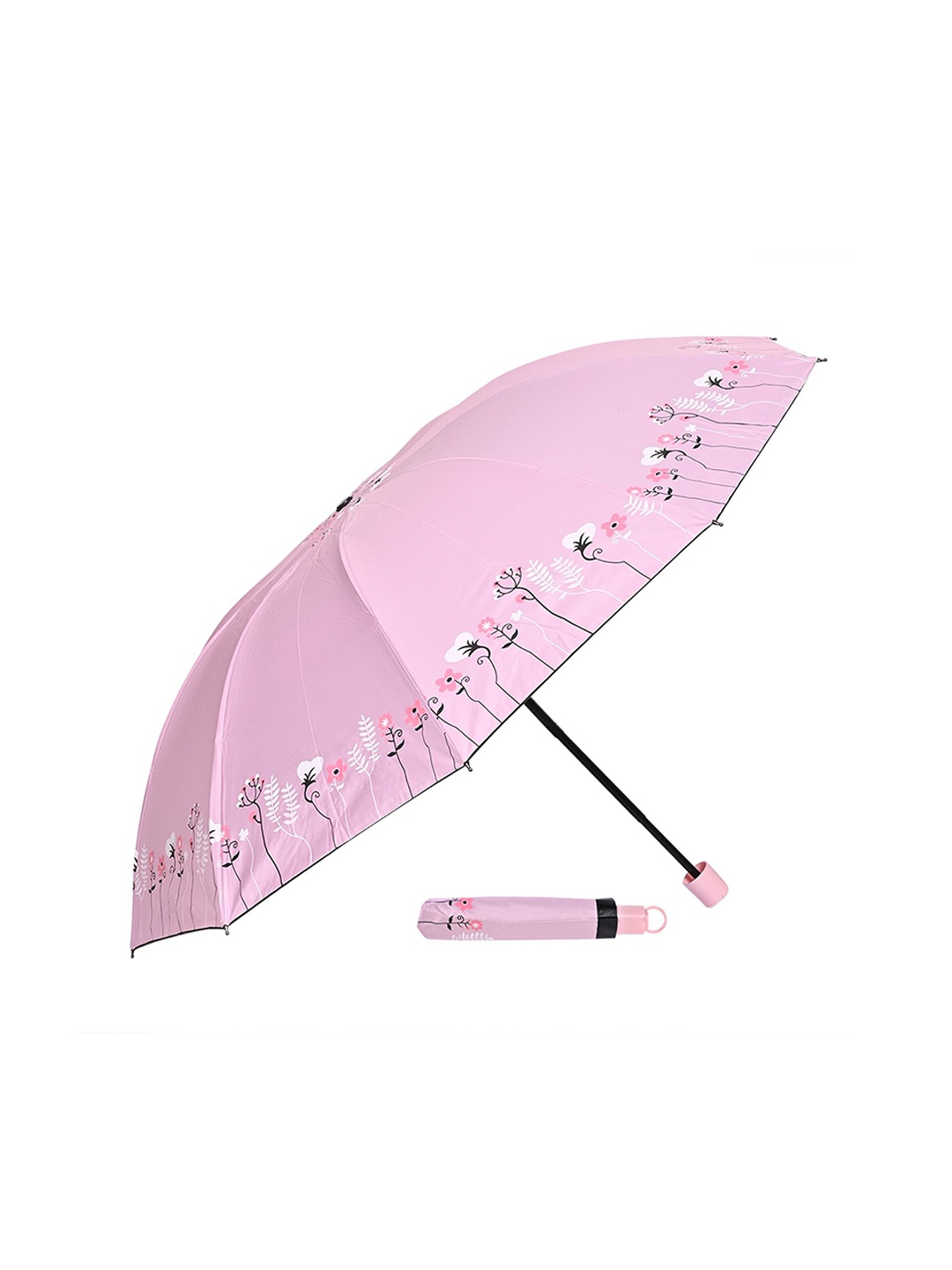 

LOOM LEGACY Manual 3 Fold Self Design Umbrellas, Pink