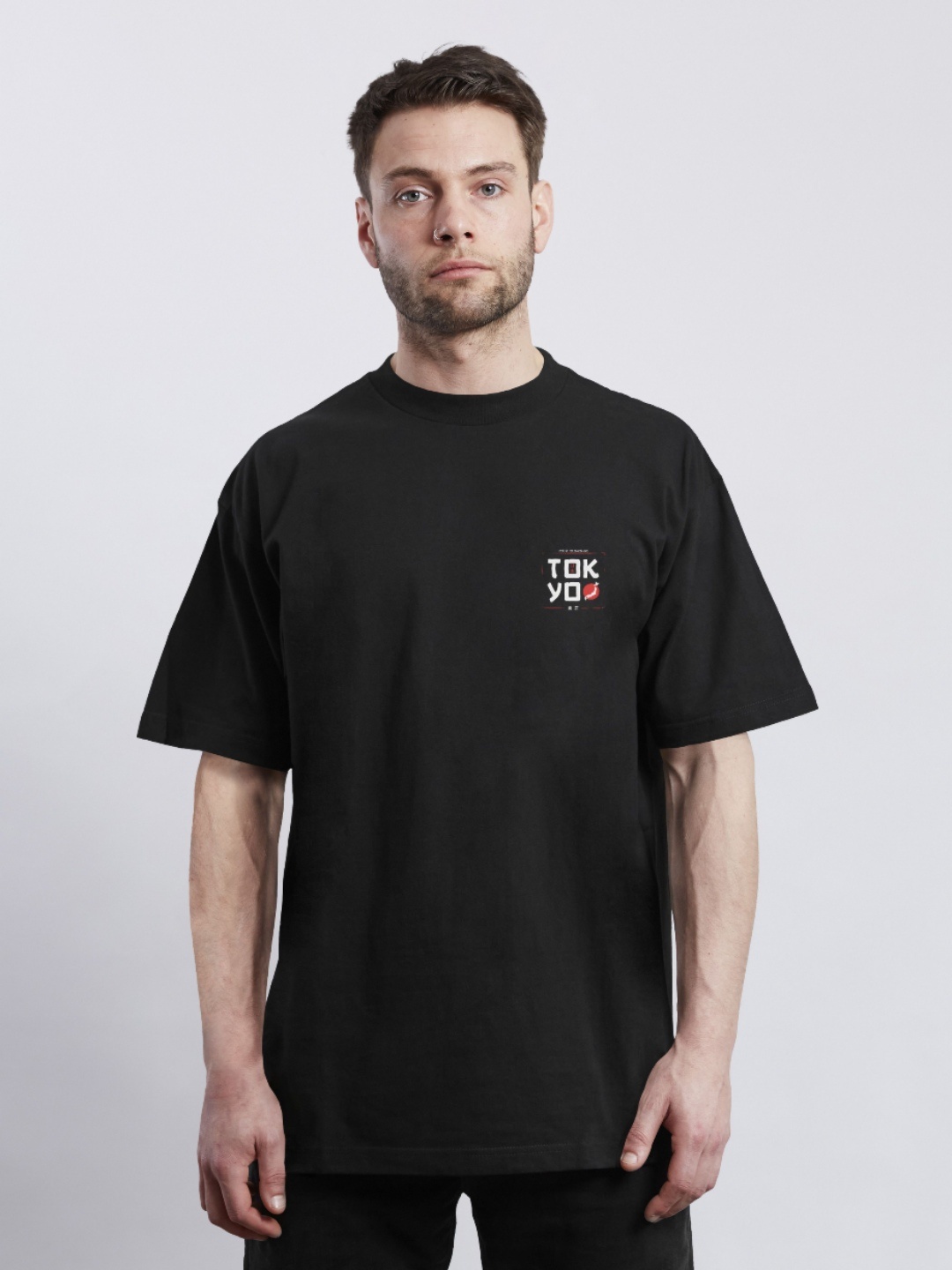 

Moda Rapido Men Printed Applique T-shirt, Black