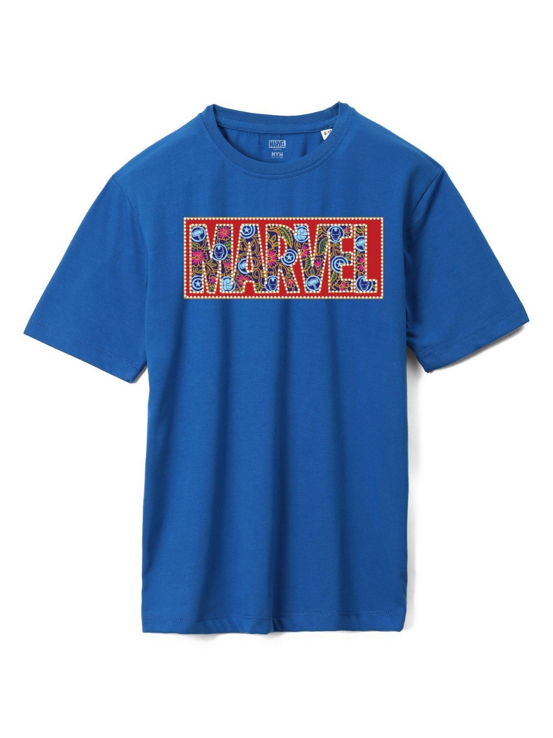 

Wear Your Mind Boys Avengers Printed Pure Cotton Applique T-shirt, Blue