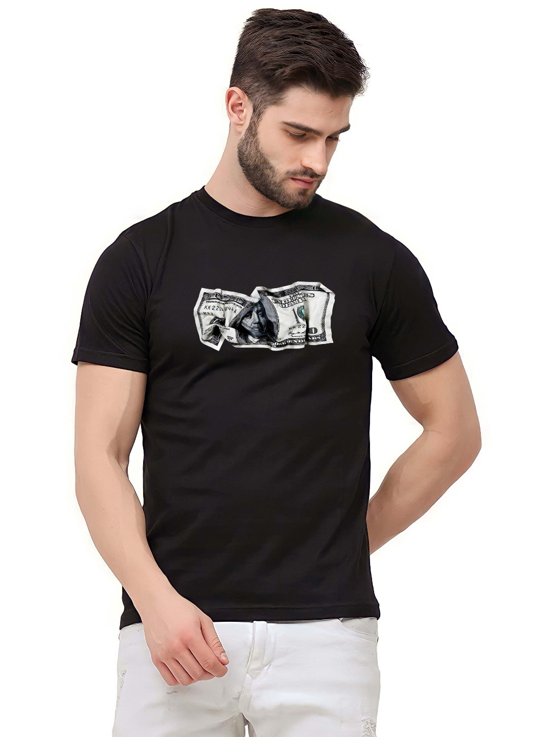 

THE BEETEL HOUSE Men Drop-Shoulder Sleeves T-shirt, Black