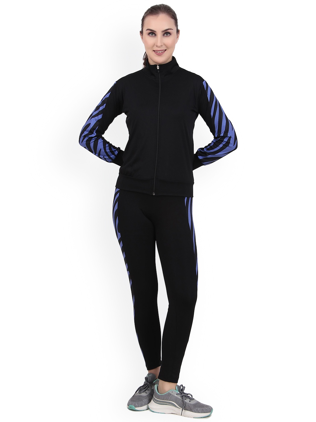 

BENZOS Printed Mock Collar Tracksuit, Black