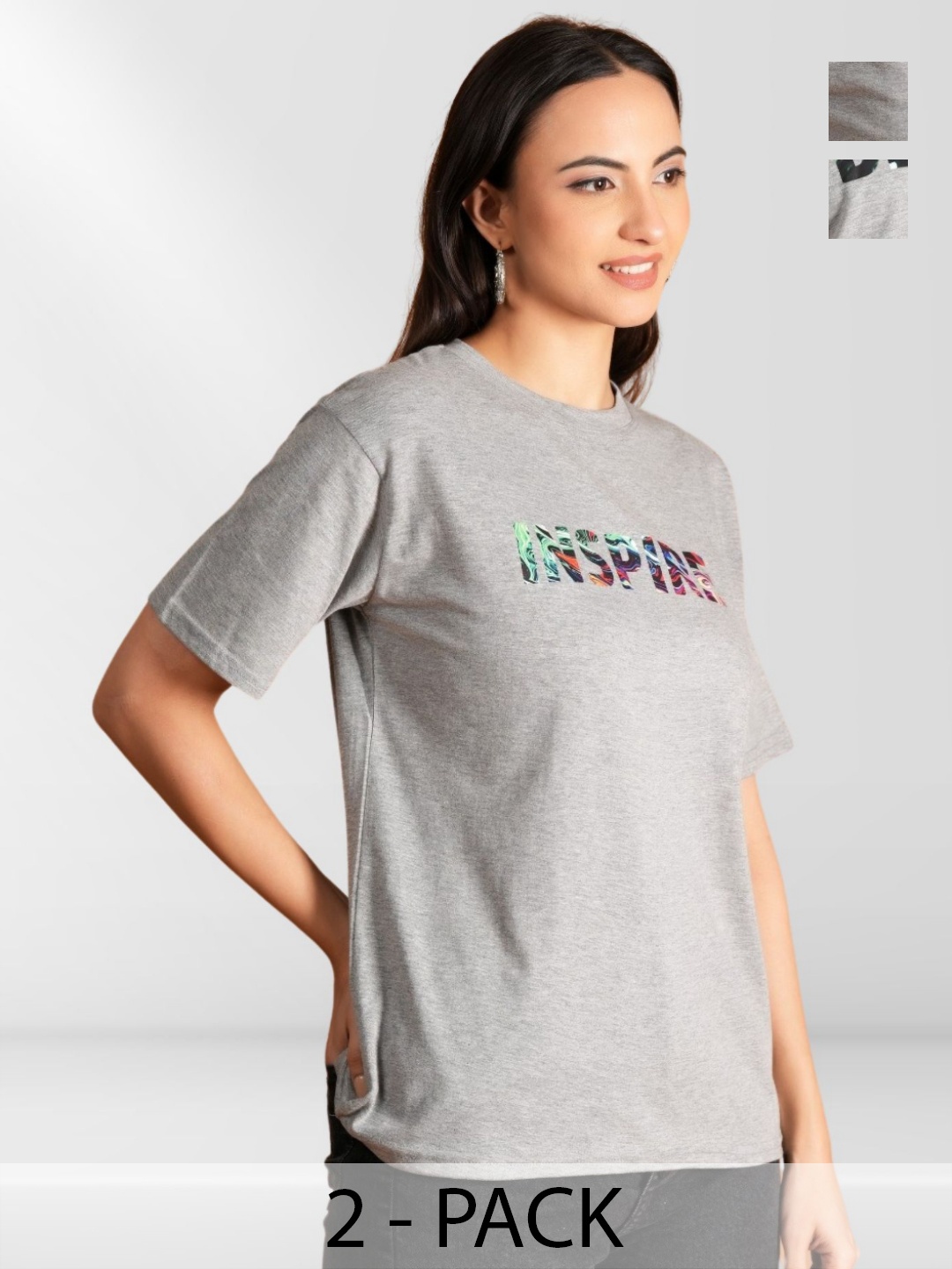 

BAESD Women Typography 2 Printed Extended Sleeves Applique T-shirt, Multi