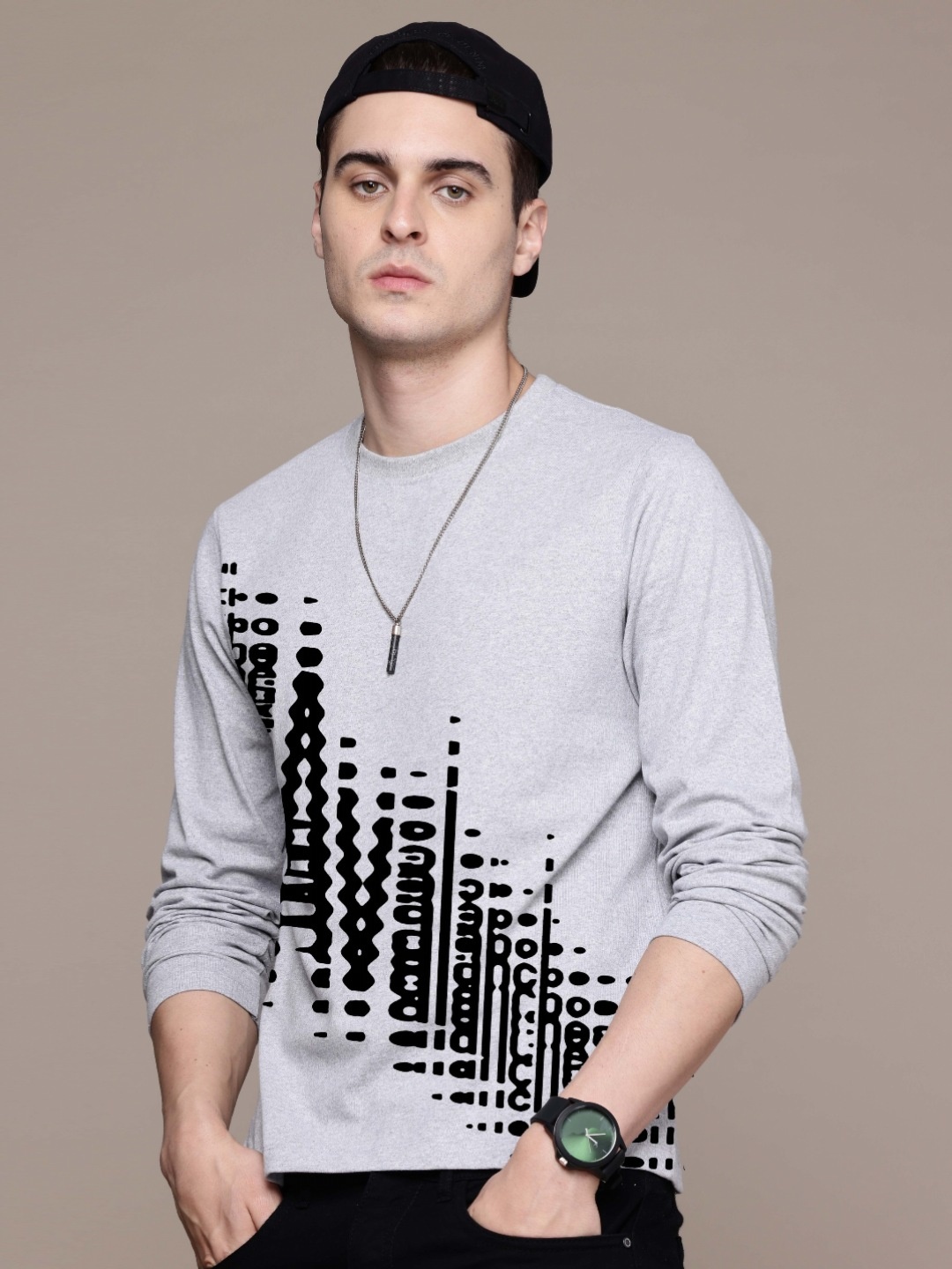 

Moda Rapido Men Printed T-shirt, Grey melange