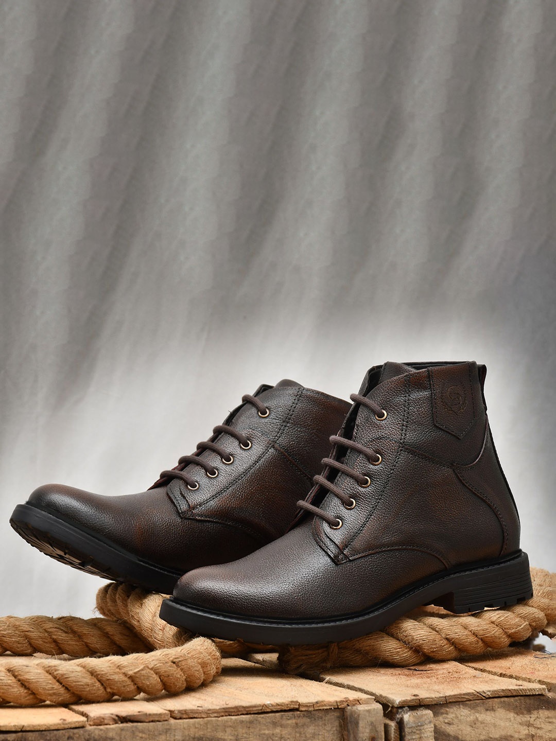 

DESIDERIO Men Leather Flatforms, Brown