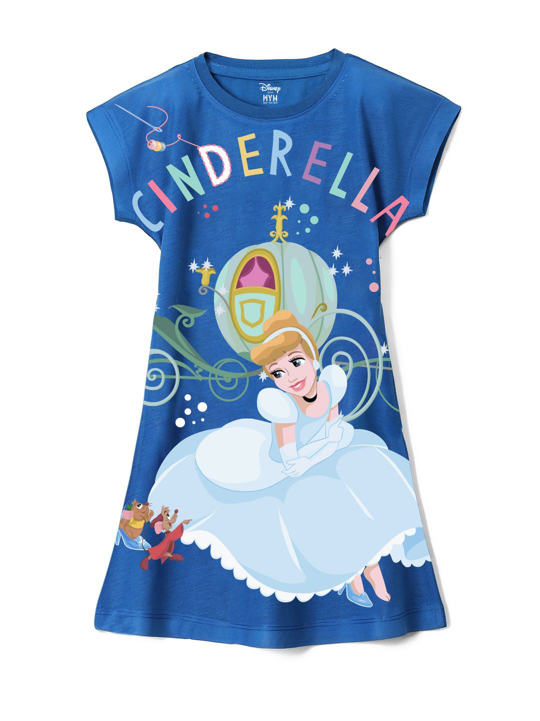 

Wear Your Mind Girl Cinderella Printed A-Line Dress, Blue
