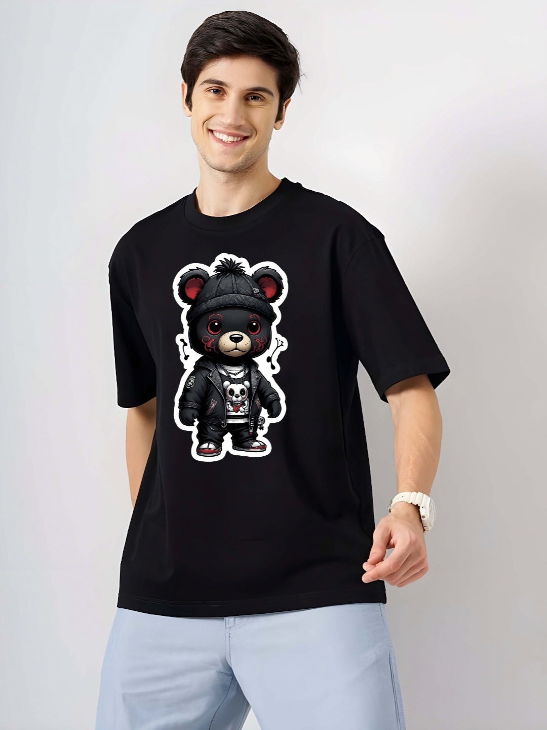 

THE BEETEL HOUSE Men Drop-Shoulder Sleeves T-shirt, Black