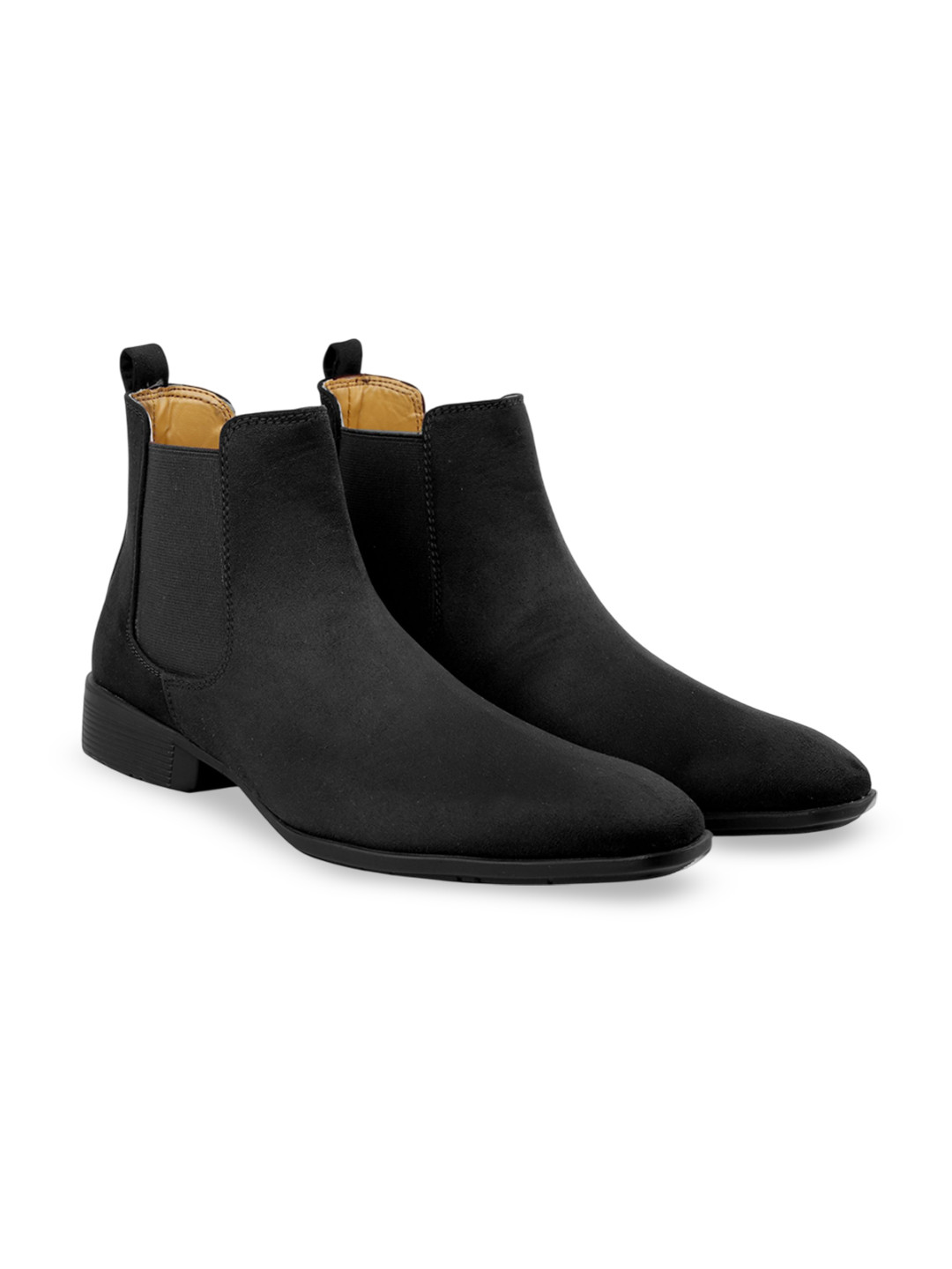 

riffway Men Height Increasing Slip On Block Heel Boots, Black