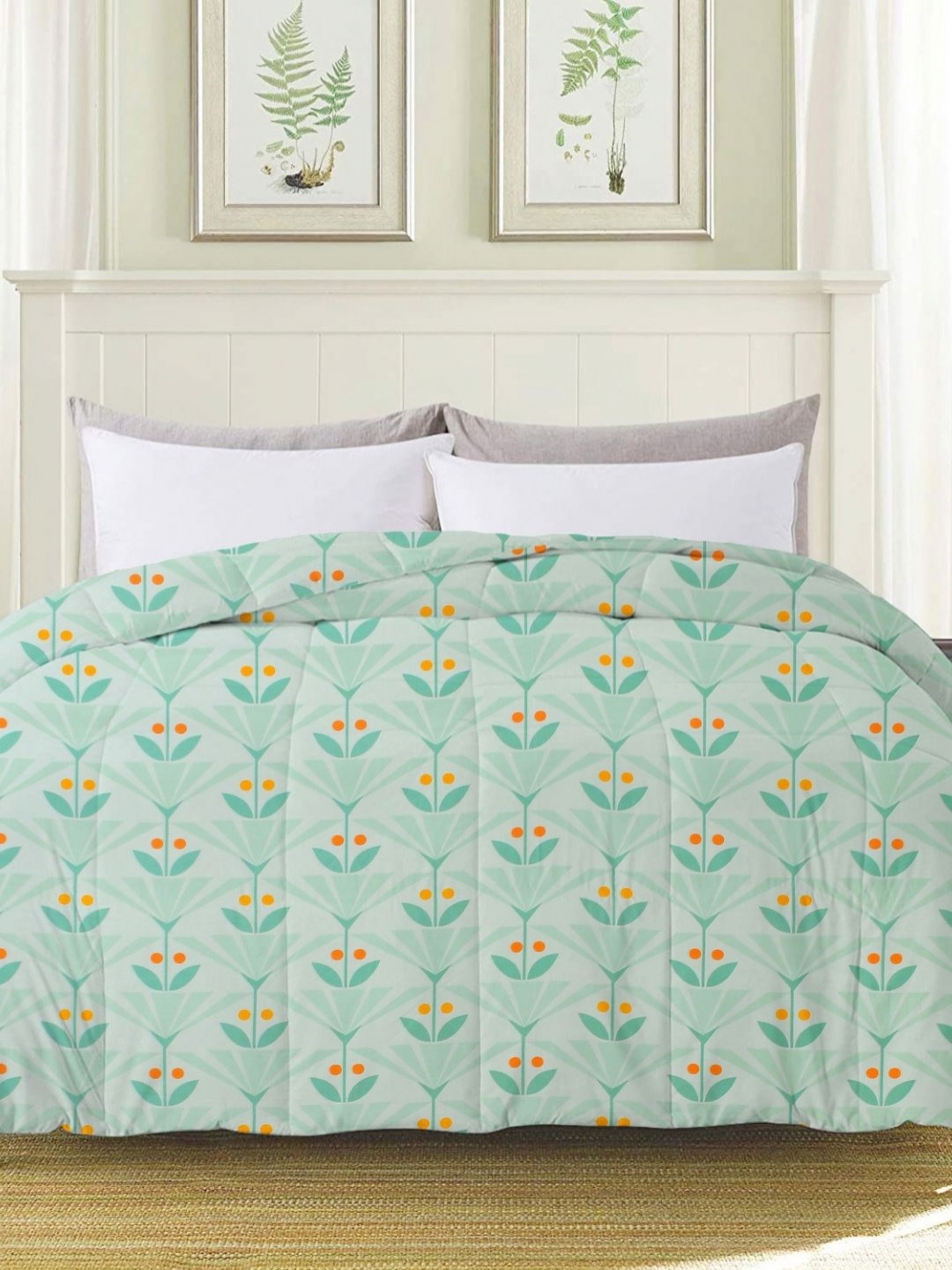 

bsb home Green Floral Microfiber Mild Winter 210 GSM Single Bed Comforter