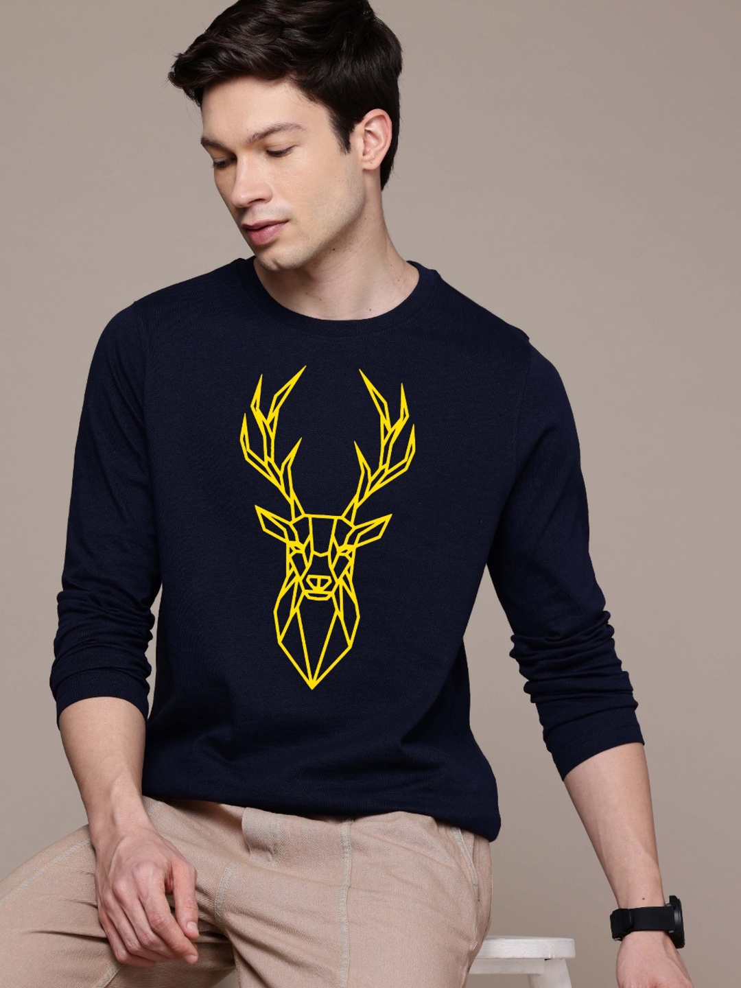 

Moda Rapido Men Printed T-shirt, Navy blue
