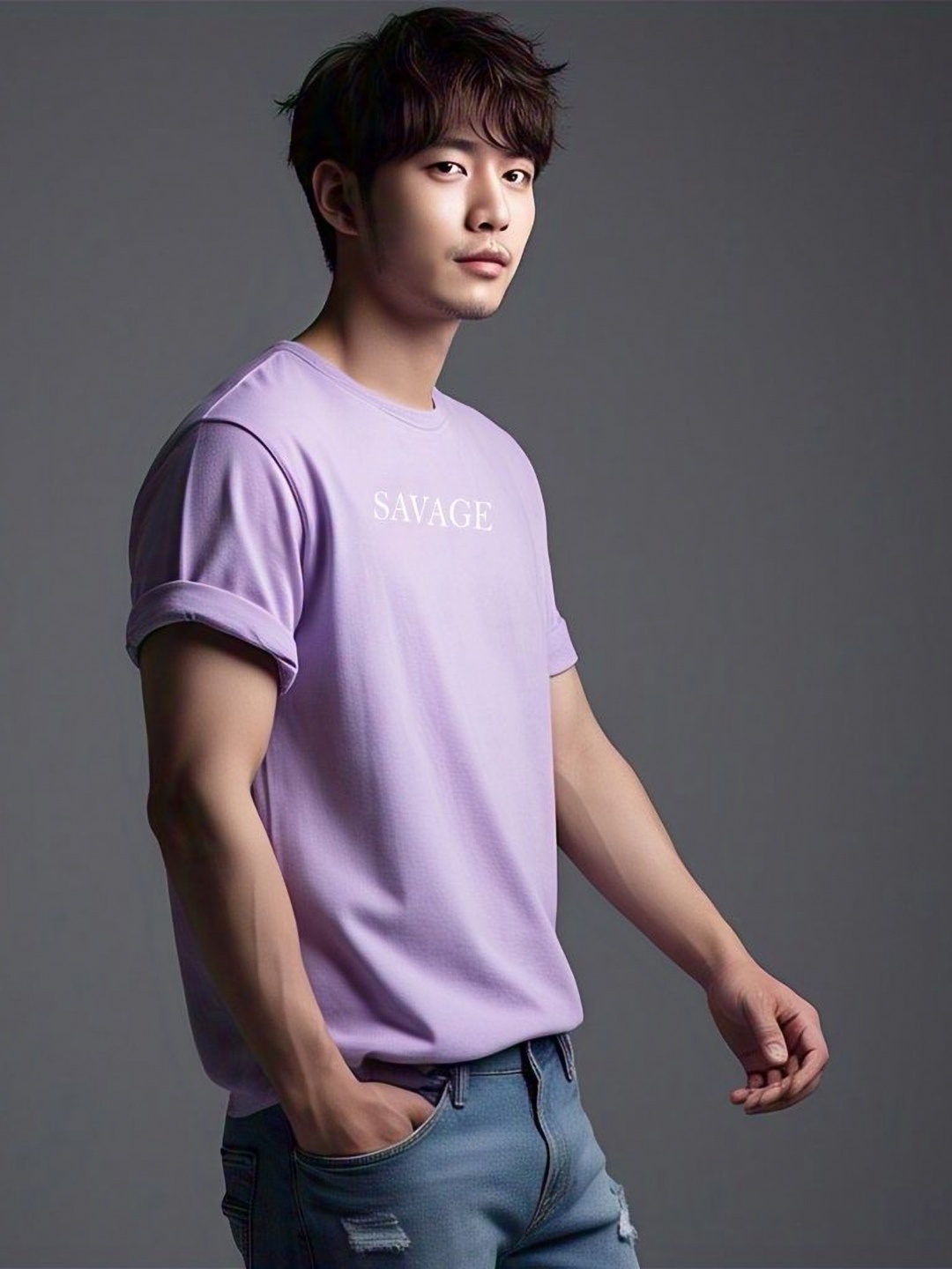

TOGS & TERRE Men Typography Printed Organic Cotton T-shirt, Lavender