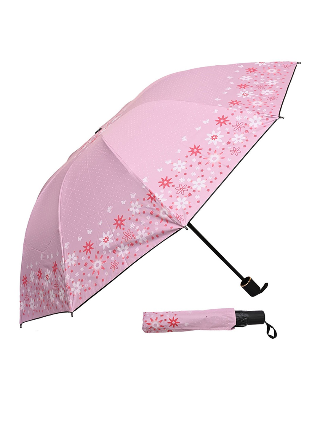 

LOOM LEGACY Manual 3 Fold Floral Umbrellas, Pink