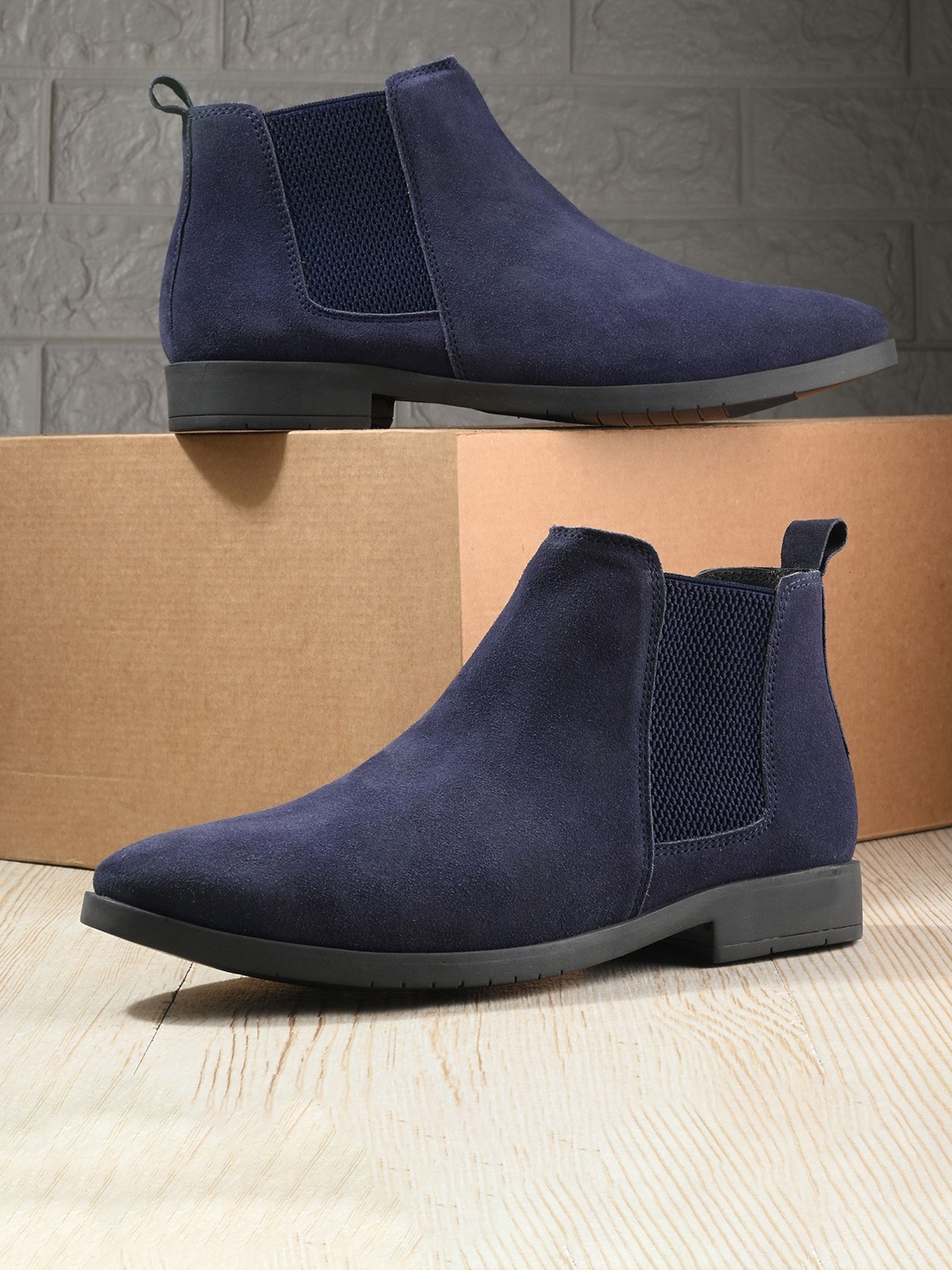 

DESIDERIO Men Leather Flatforms, Blue