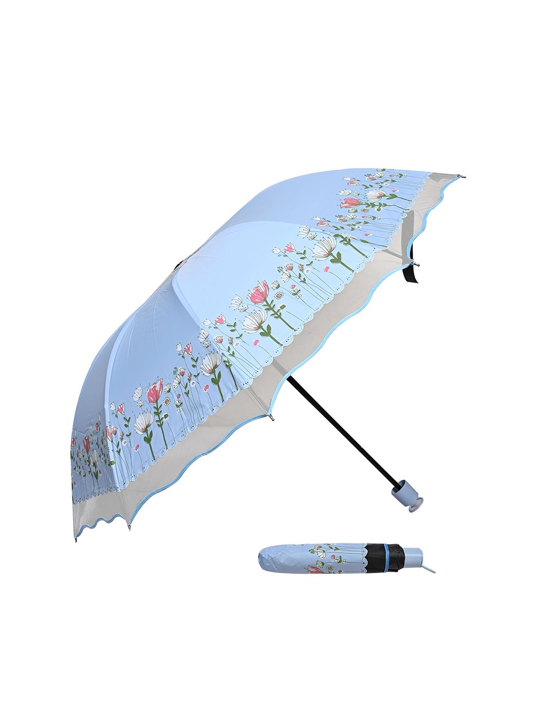 

LOOM LEGACY Manual 3 Fold Floral Umbrellas, Blue