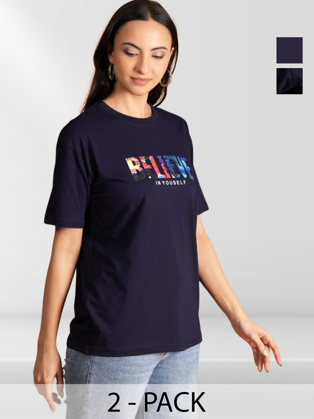 

BAESD Women Typography 2 Printed Applique T-shirt, Multi