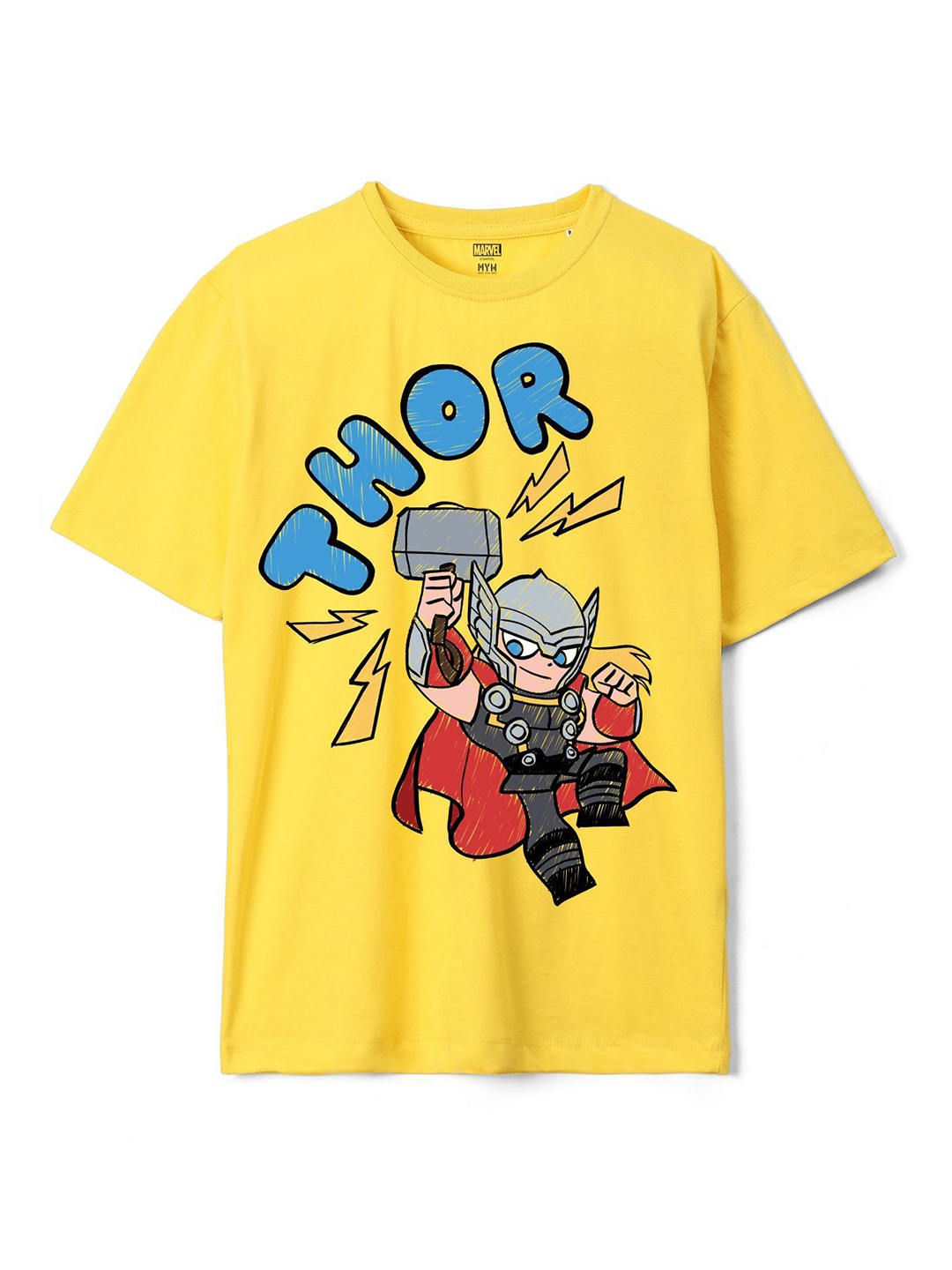 

Wear Your Mind Boys Avengers Printed Pure Cotton T-shirt, Yellow