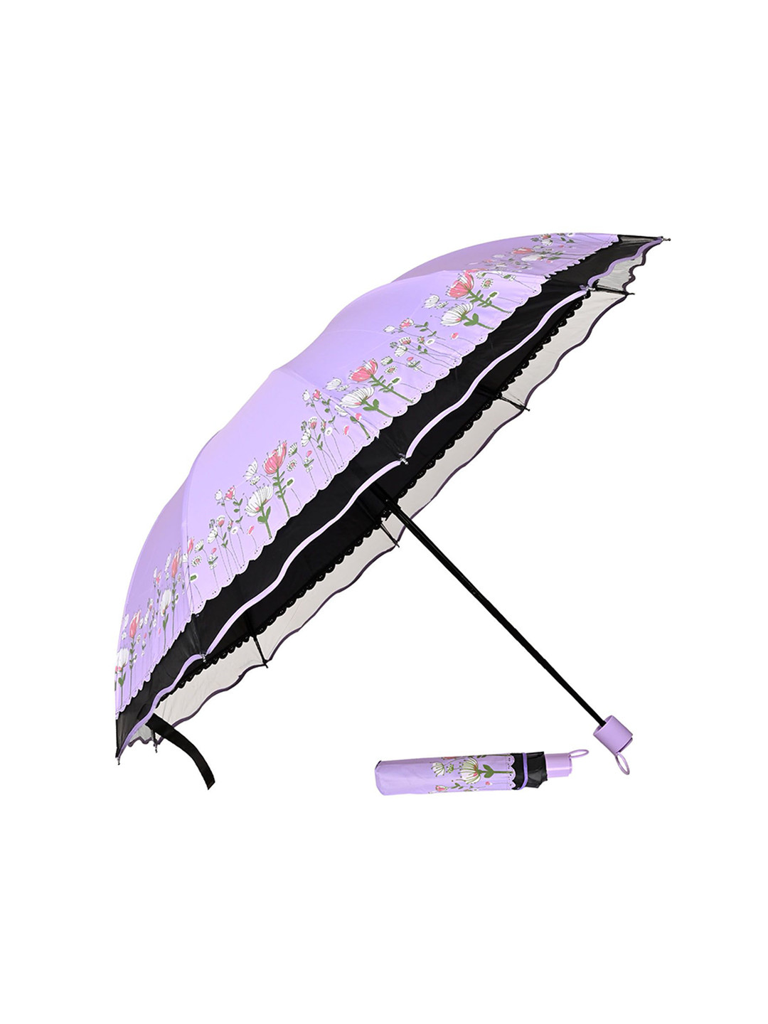

LOOM LEGACY Manual 3 Fold Floral Umbrellas, Purple