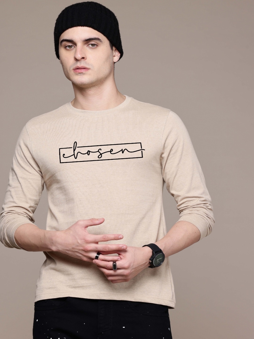

Moda Rapido Men Printed T-shirt, Beige