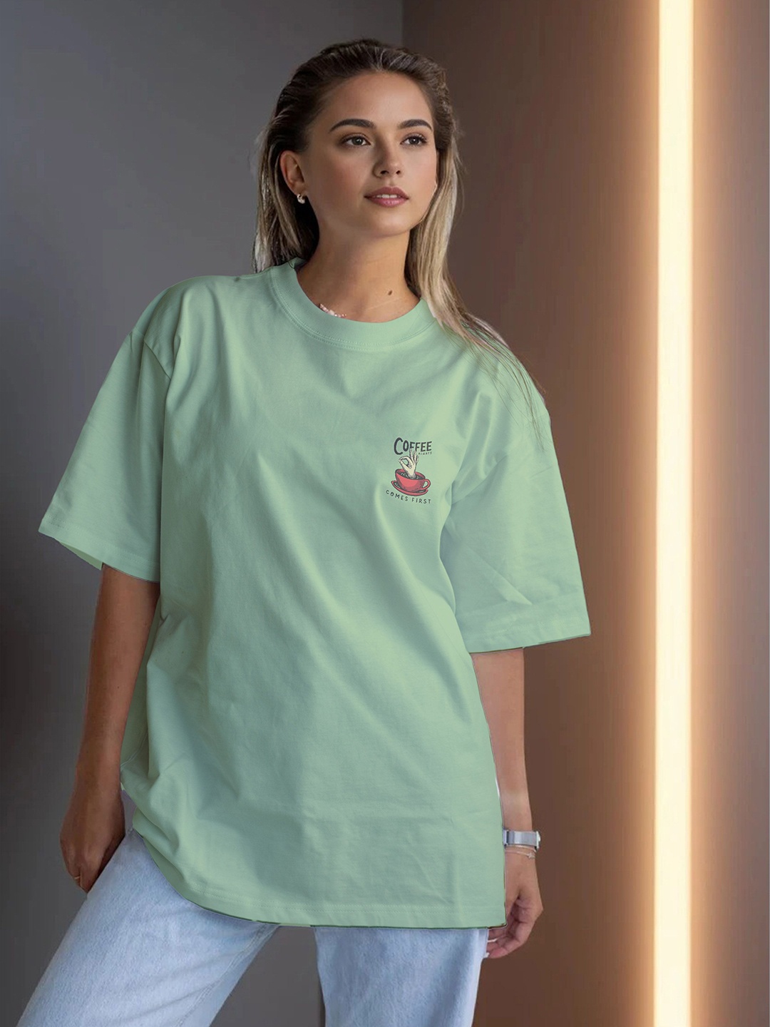 

Moda Rapido Women Applique T-shirt, Sea green