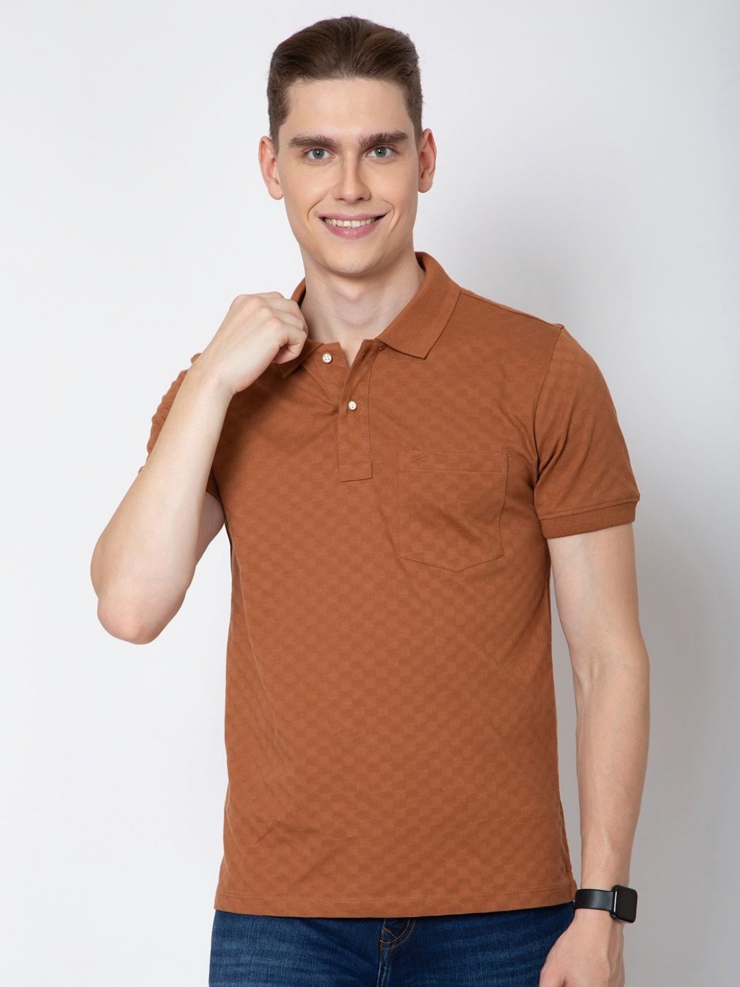 

Sparky Men Polo Collar Pockets T-shirt, Rust