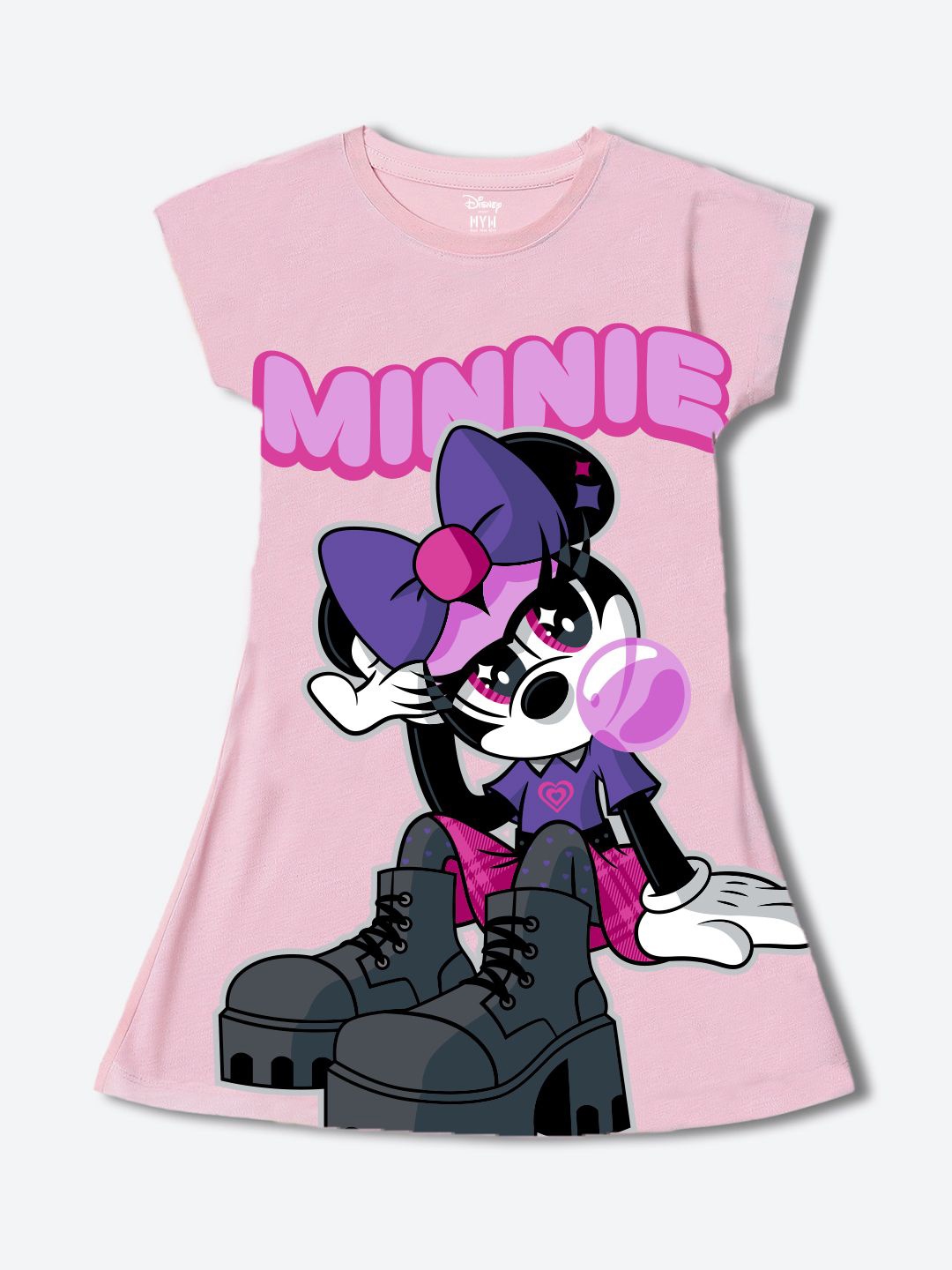 

Wear Your Mind Girl Minnie Mouse Print Cap Sleeves A-Line Dress, Pink