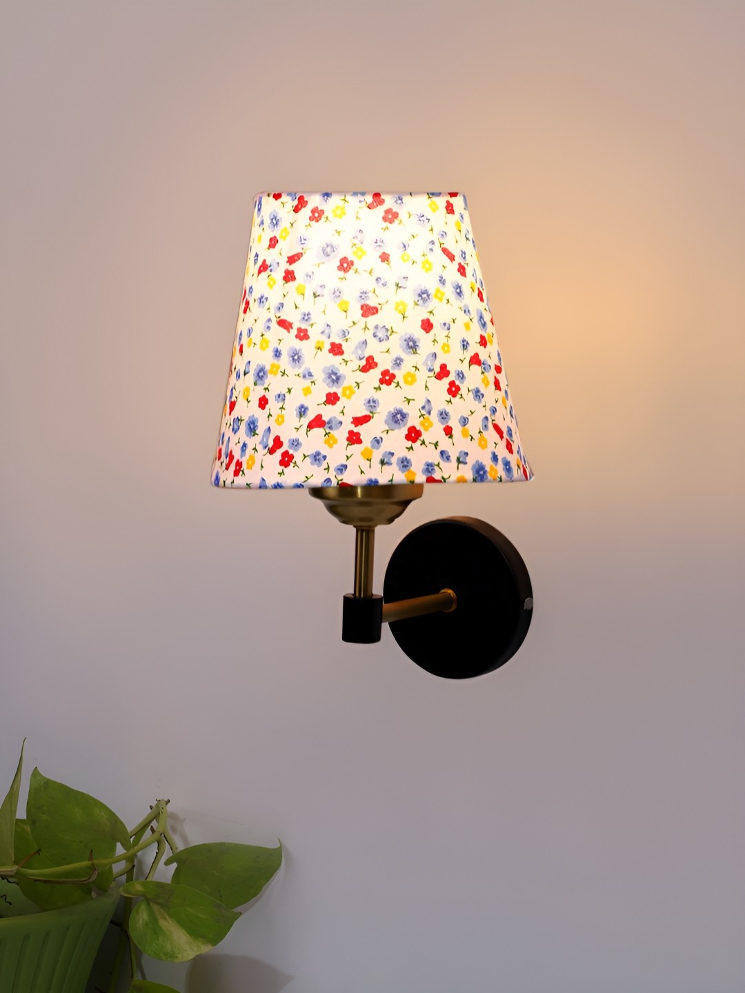 

Devansh White & Blue Printed Metal Frustum Shaped Wall Lamp