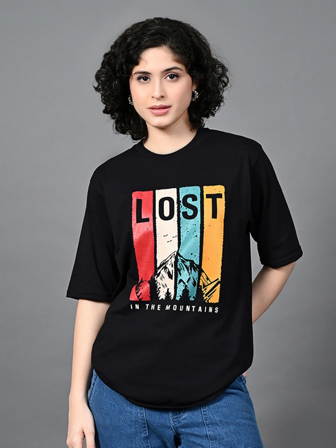 

CORSICA Women Typography Printed Drop-Shoulder Sleeves Bio Finish T-shirt, Black