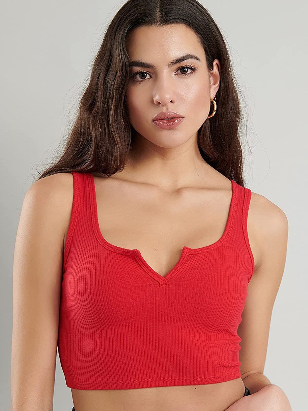 

Istyle Can Tank Crop Top, Red