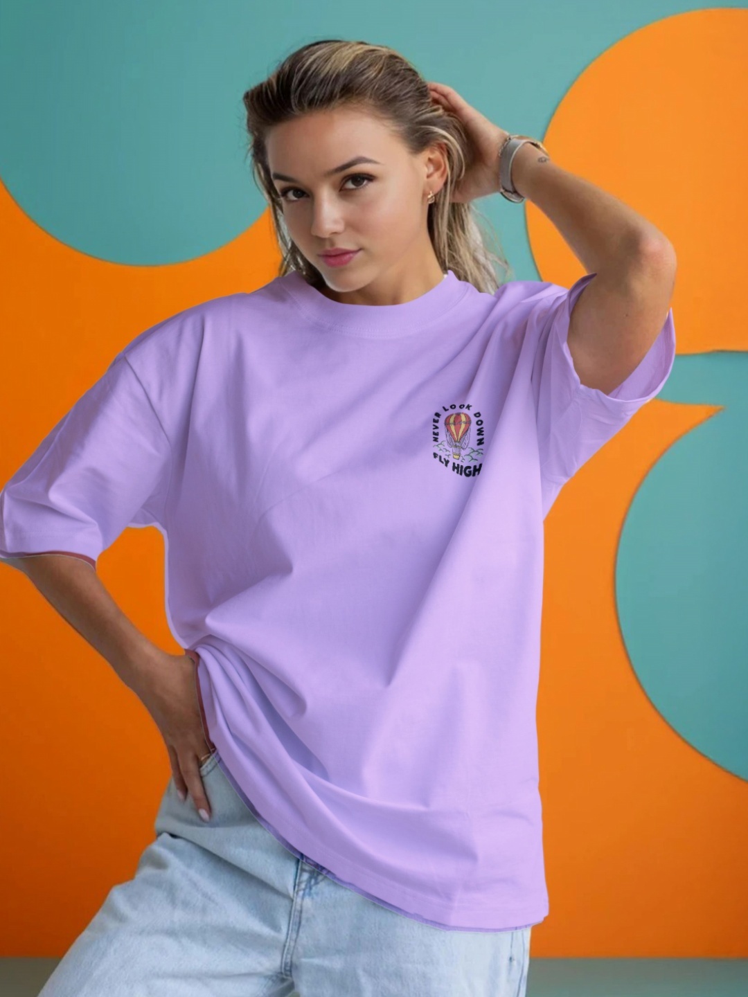 

Moda Rapido Women Applique T-shirt, Lavender