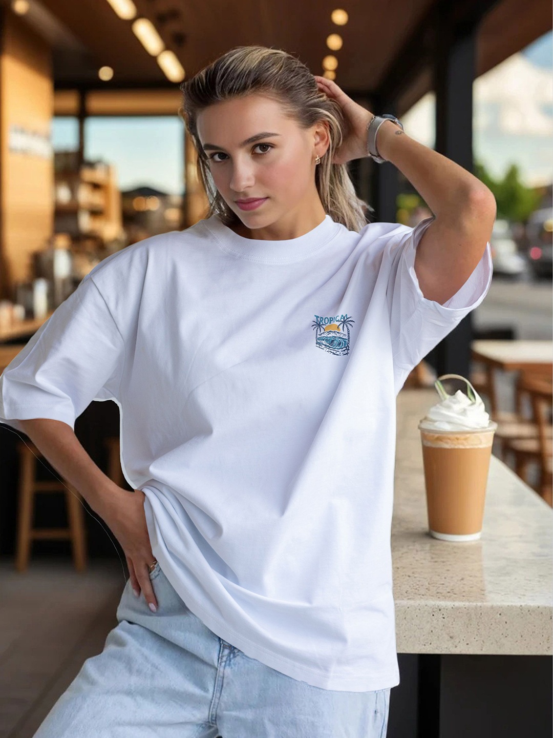 

Moda Rapido Women Applique T-shirt, White
