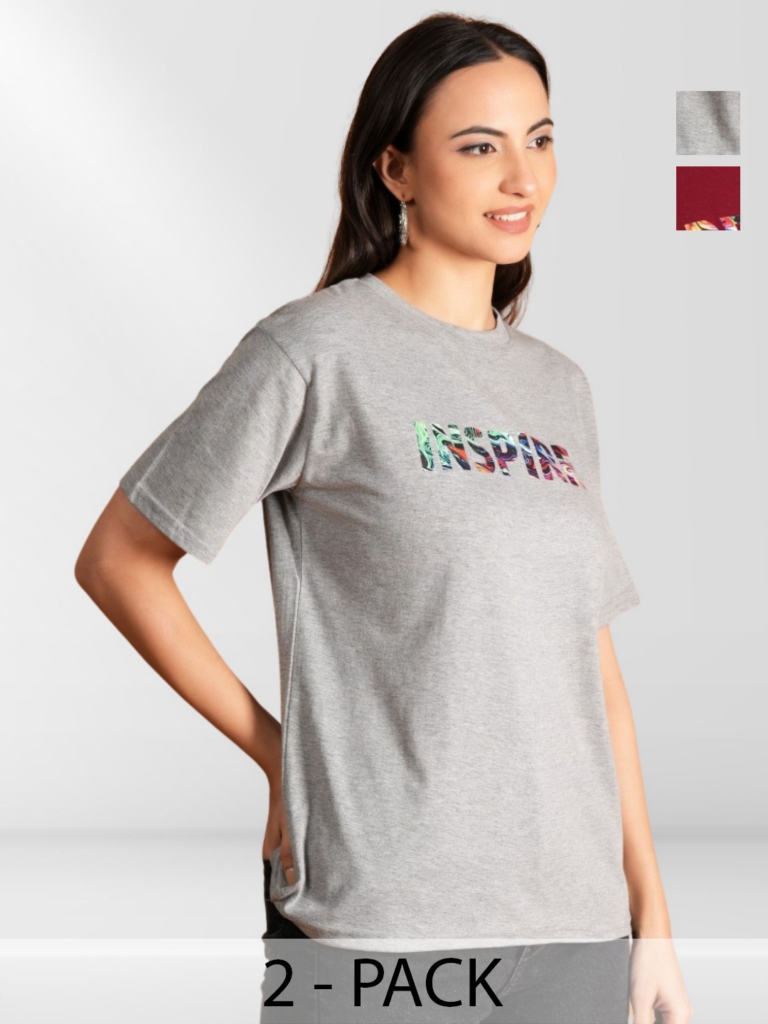 

BAESD Women Typography 2 Printed Extended Sleeves T-shirt, Multi