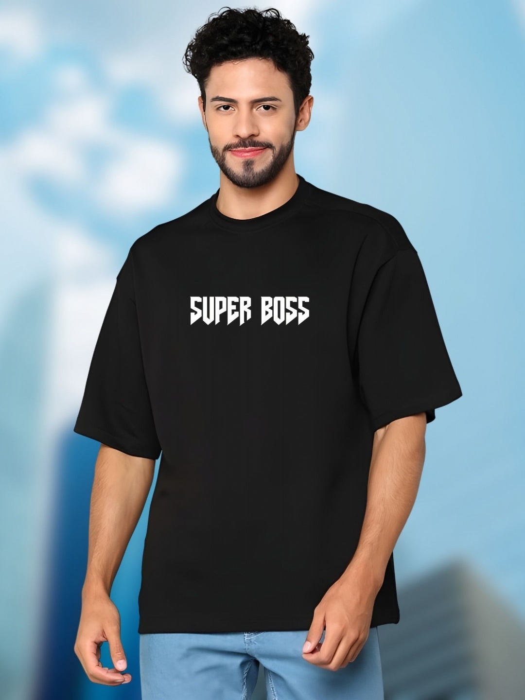 

THE BEETEL HOUSE Men Drop-Shoulder Sleeves T-shirt, Black