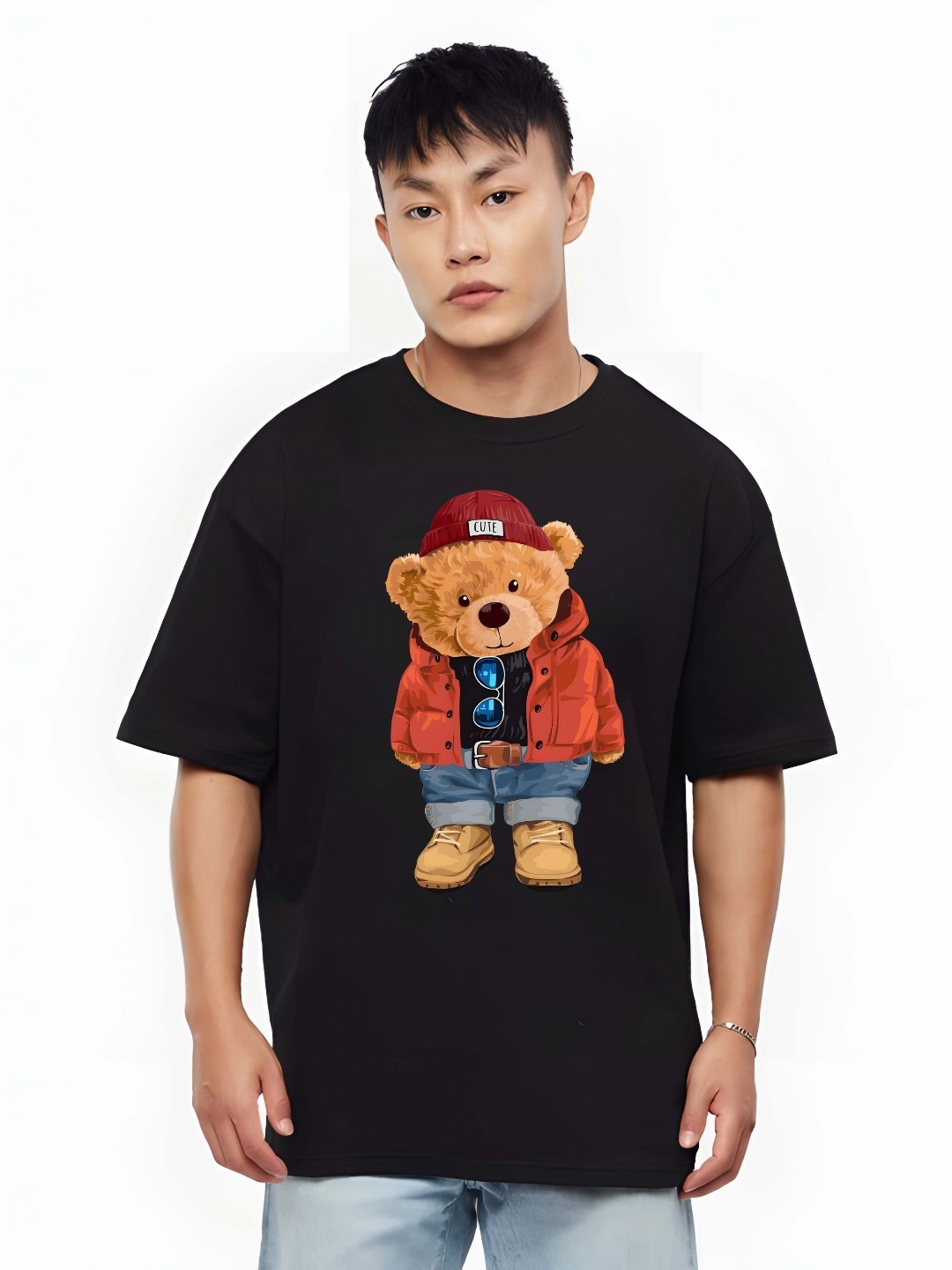 

THE BEETEL HOUSE Men Drop-Shoulder Sleeves T-shirt, Black