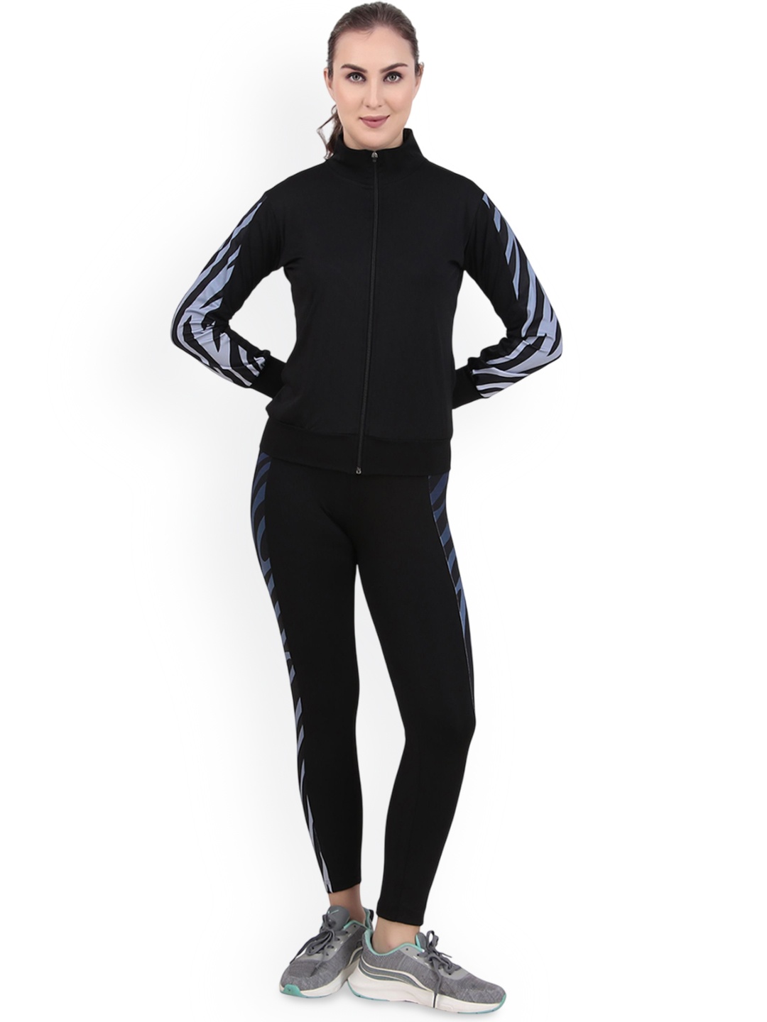 

BENZOS Printed Mock Collar Tracksuit, Black