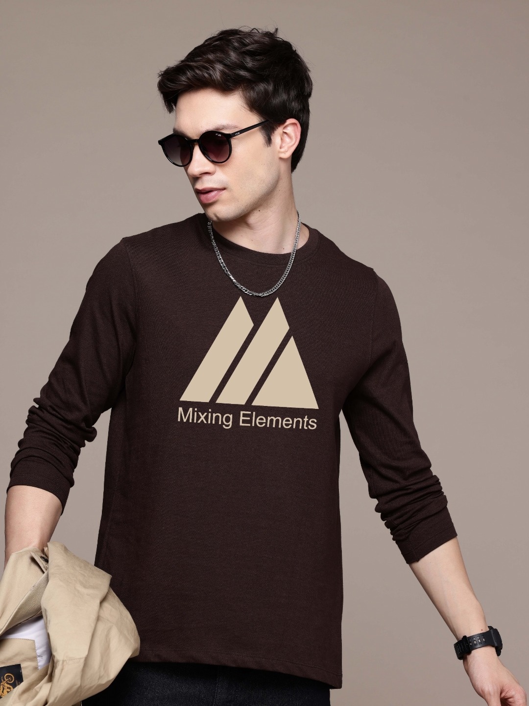 

Moda Rapido Men Printed T-shirt, Coffee brown