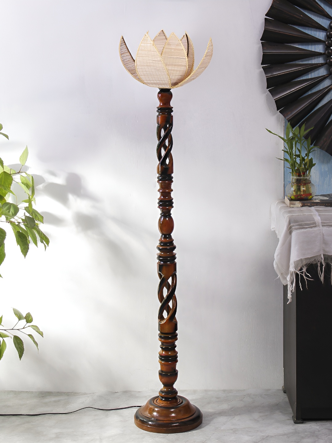 

Devansh Brown & Beige Wooden Floor Lamp With Shade