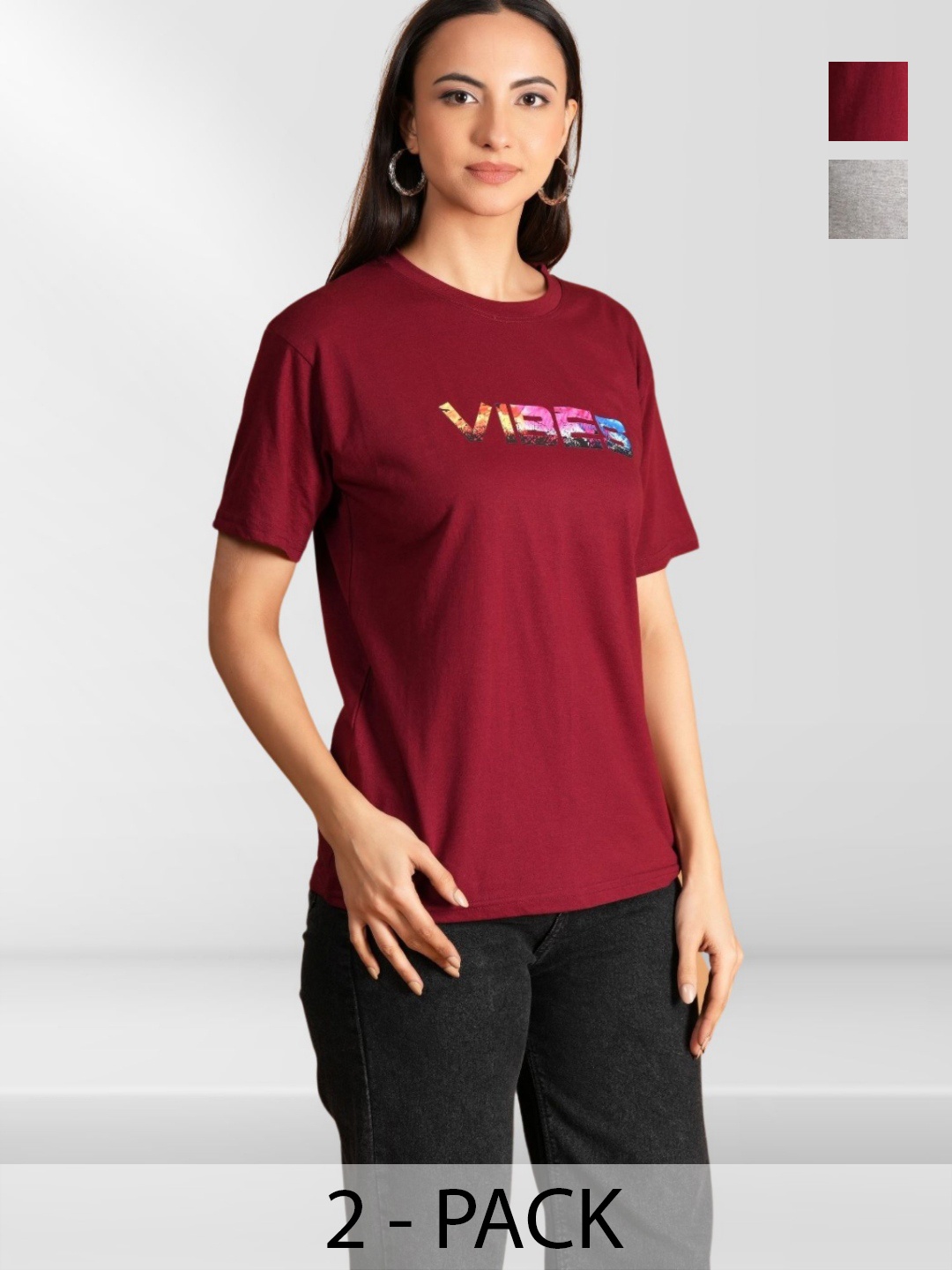 

BAESD Women Typography 2 Printed Applique T-shirt, Multi