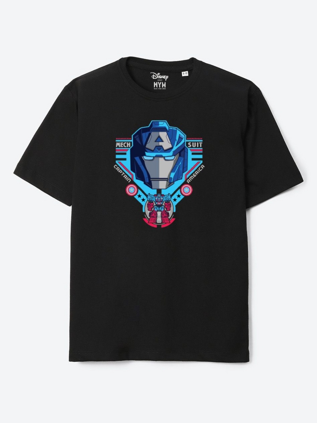 

Wear Your Mind Boys Avengers Printed Pure Cotton Applique T-shirt, Black
