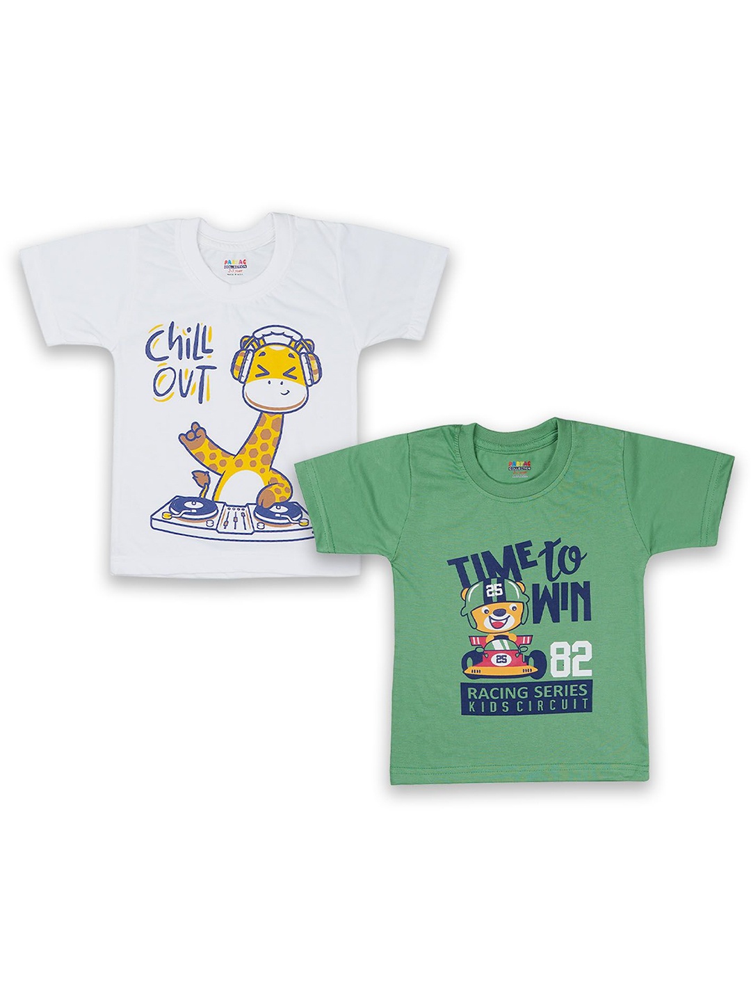 

PARYAG Boys Typography 2 Printed Applique T-shirt, Green