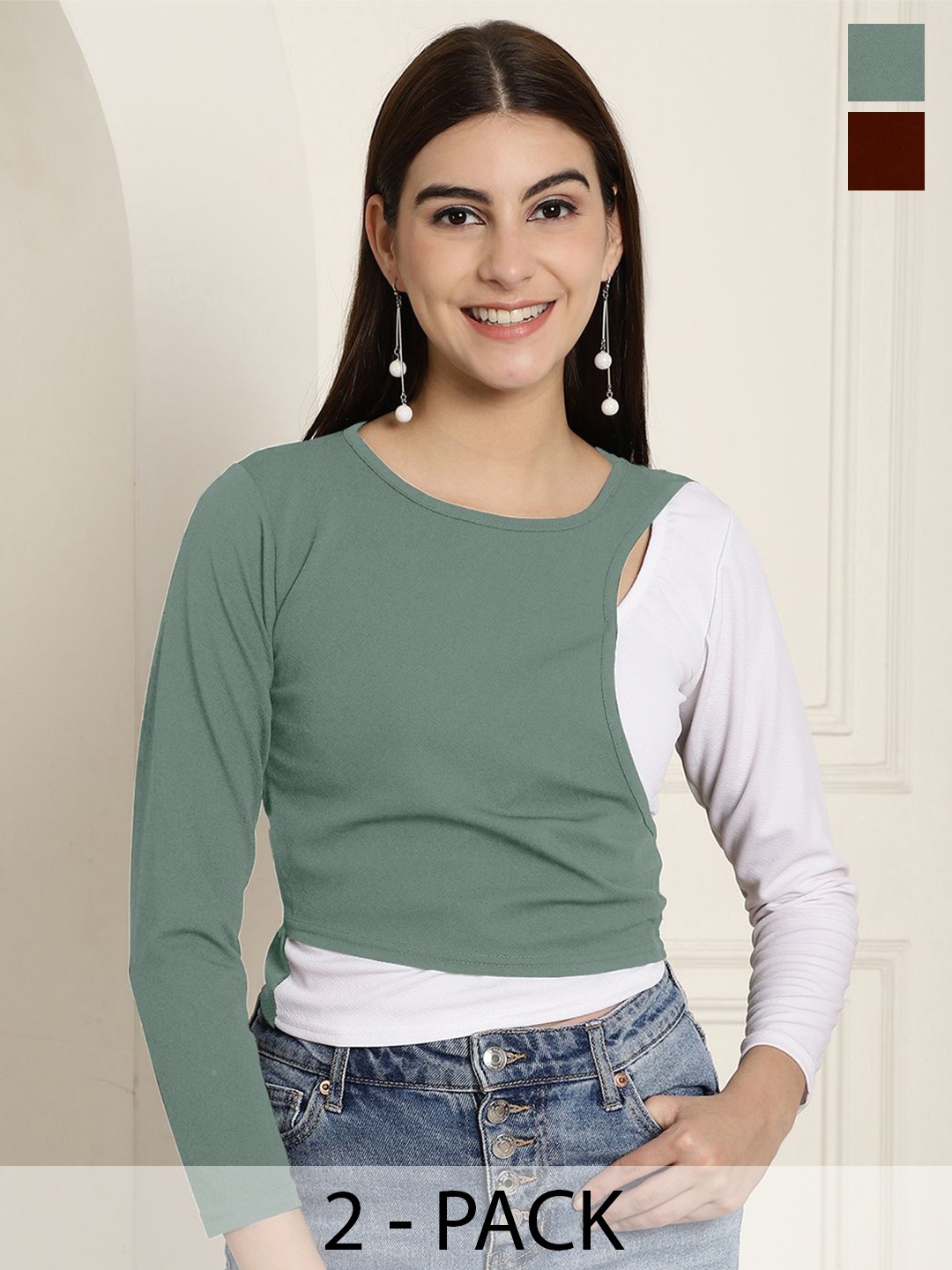 

Tromko Women Pack of 2 Puff Sleeve Top, Grey