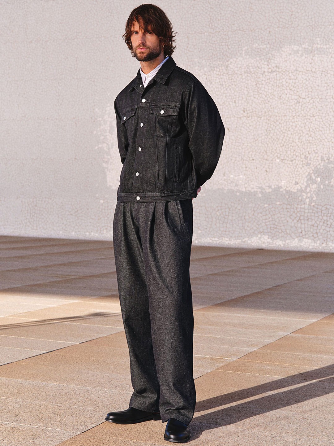 

H&M Relaxed Fit Denim Trousers, Black
